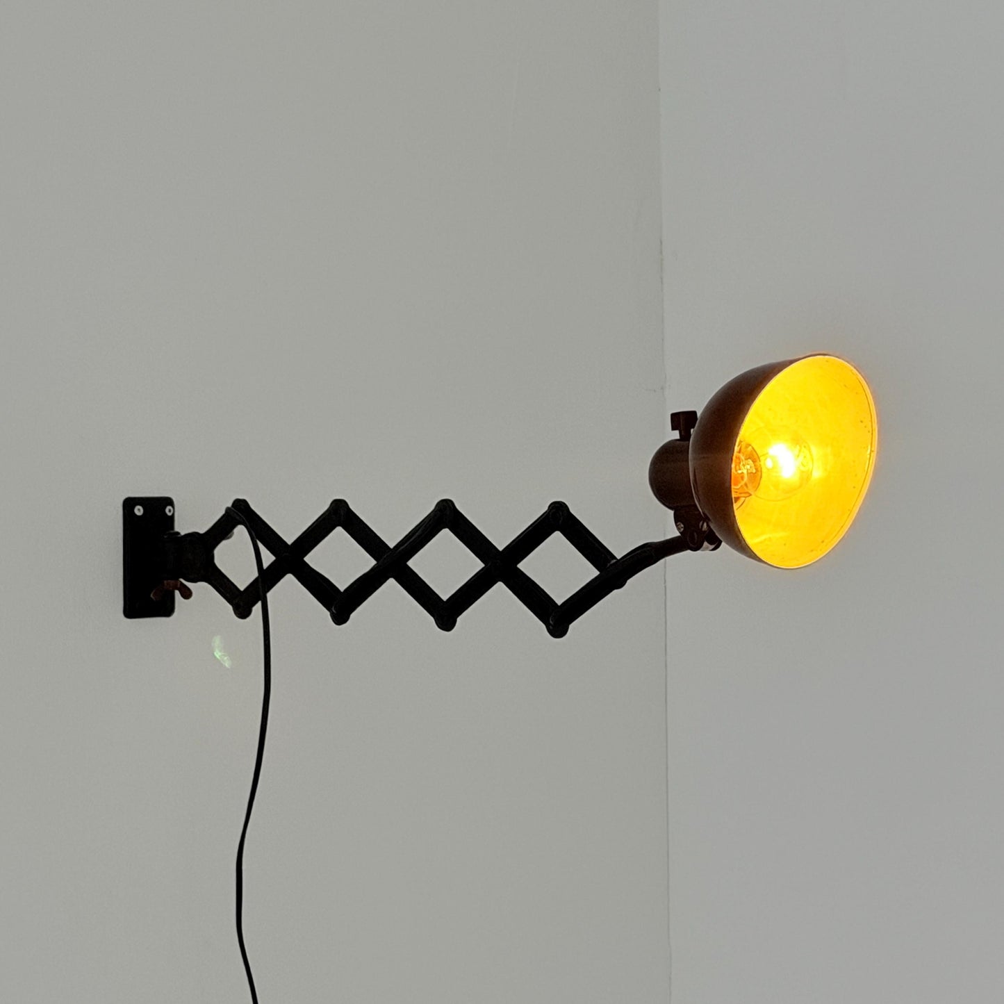 Original Kaiser Idell 6718 Scissor Wall Lamp by Christian Dell, 1930s Bauhaus Industrial Black Wall Light, Germany