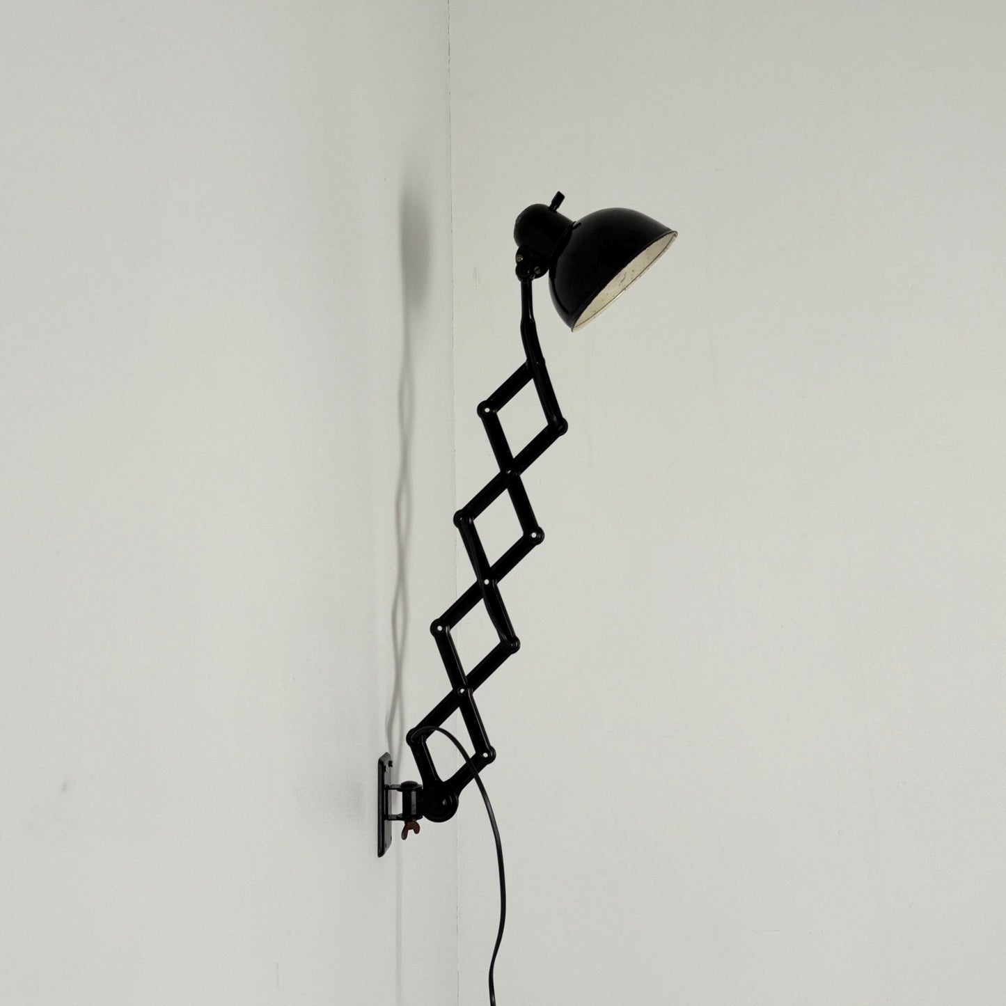 Original Kaiser Idell 6718 Scissor Wall Lamp by Christian Dell, 1930s Bauhaus Industrial Black Wall Light, Germany