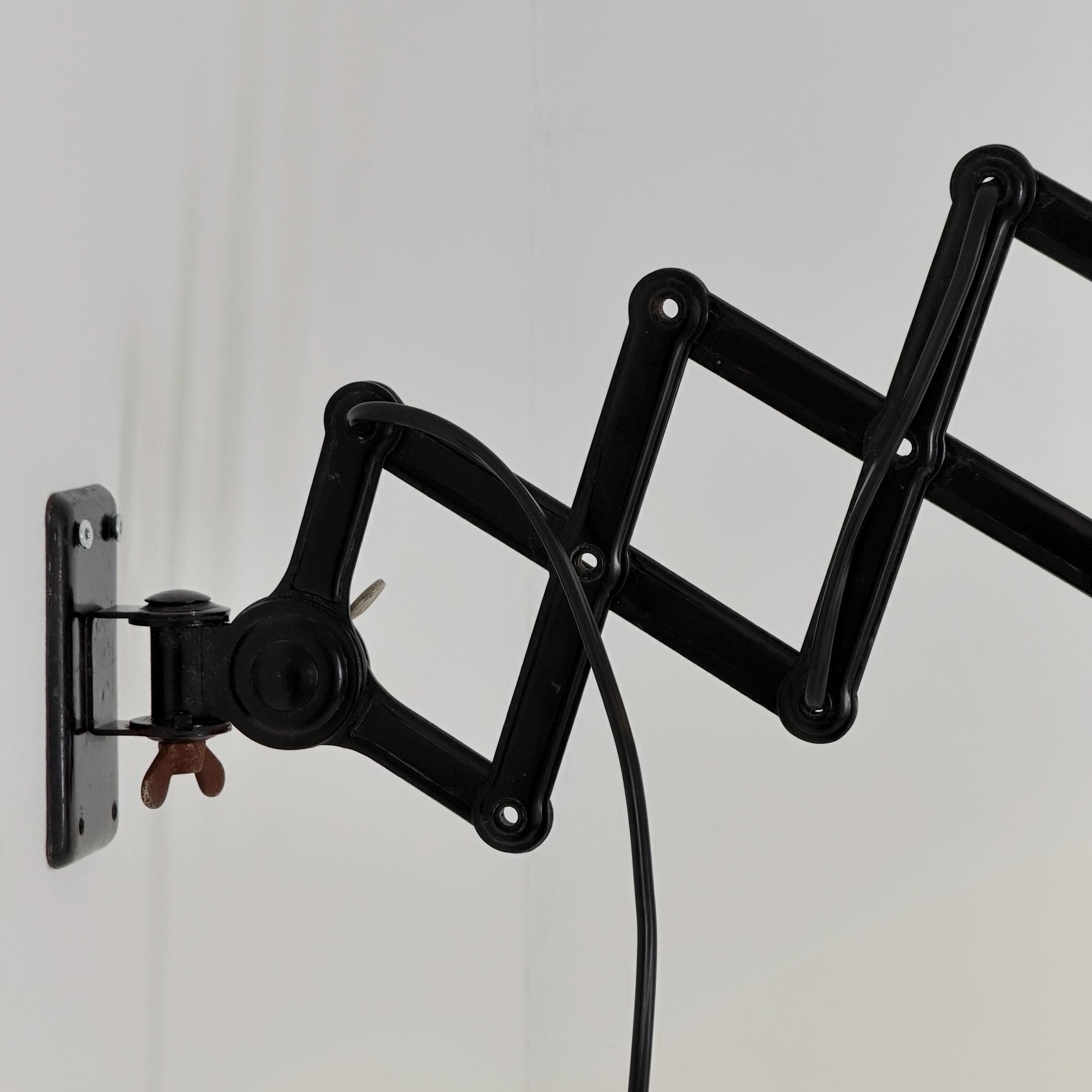 Original Kaiser Idell 6718 Scissor Wall Lamp by Christian Dell, 1930s Bauhaus Industrial Black Wall Light, Germany