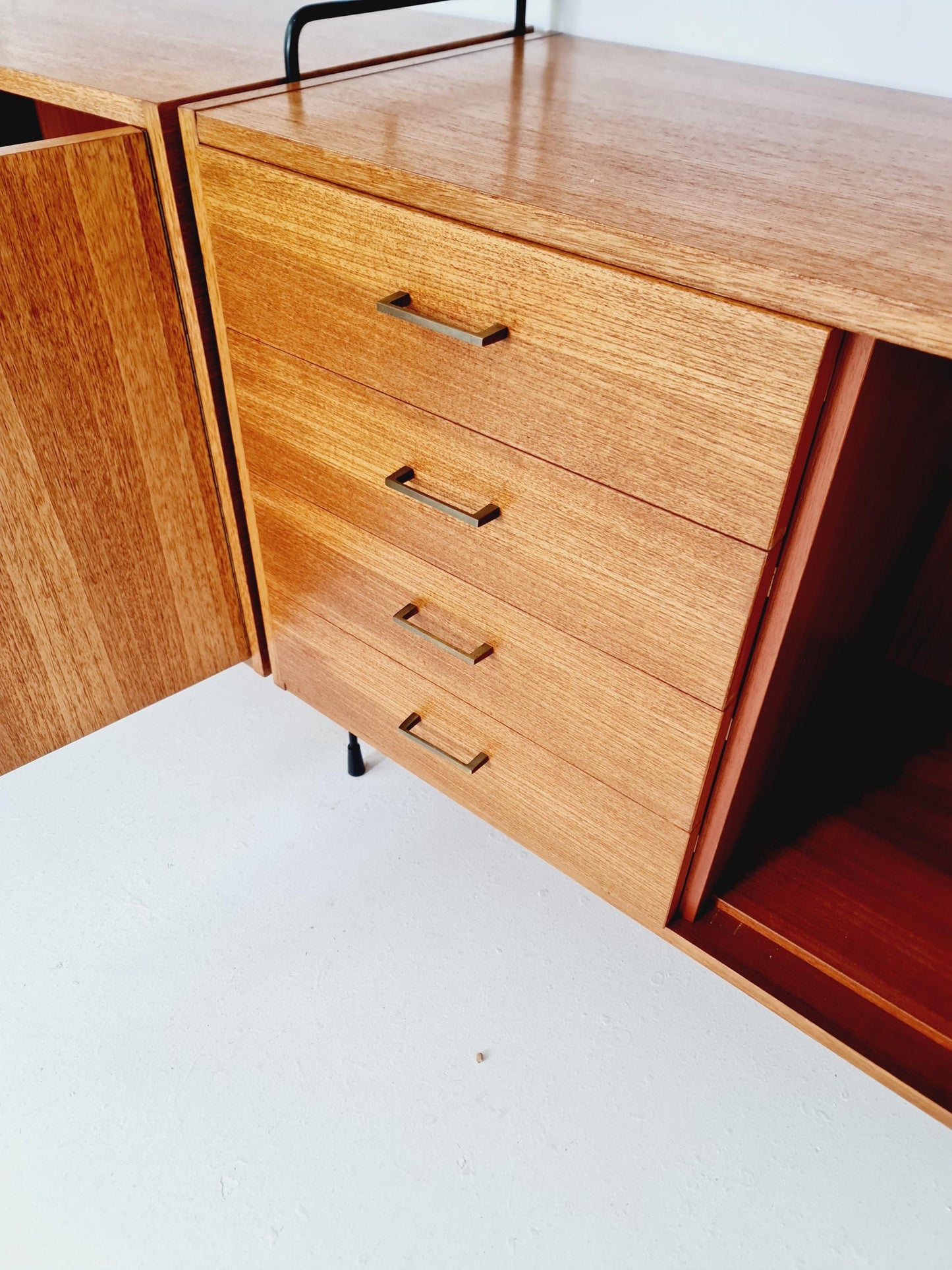 Mid century teak wall shelving unit by Hilker for Omnia, Germany, 1960s