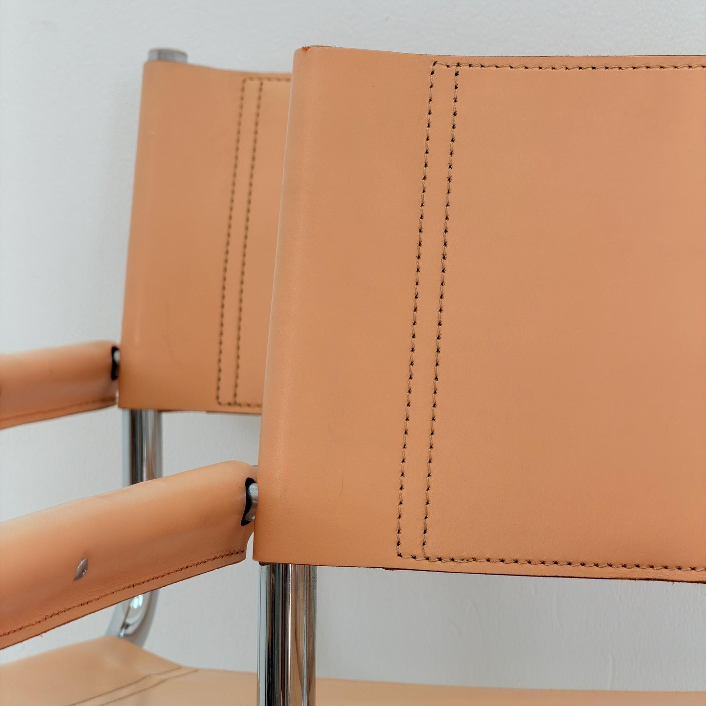 Set of 10 Mid century Bauhaus B34 Tan leather cantilever armchair by Mart Stam italy 1980s