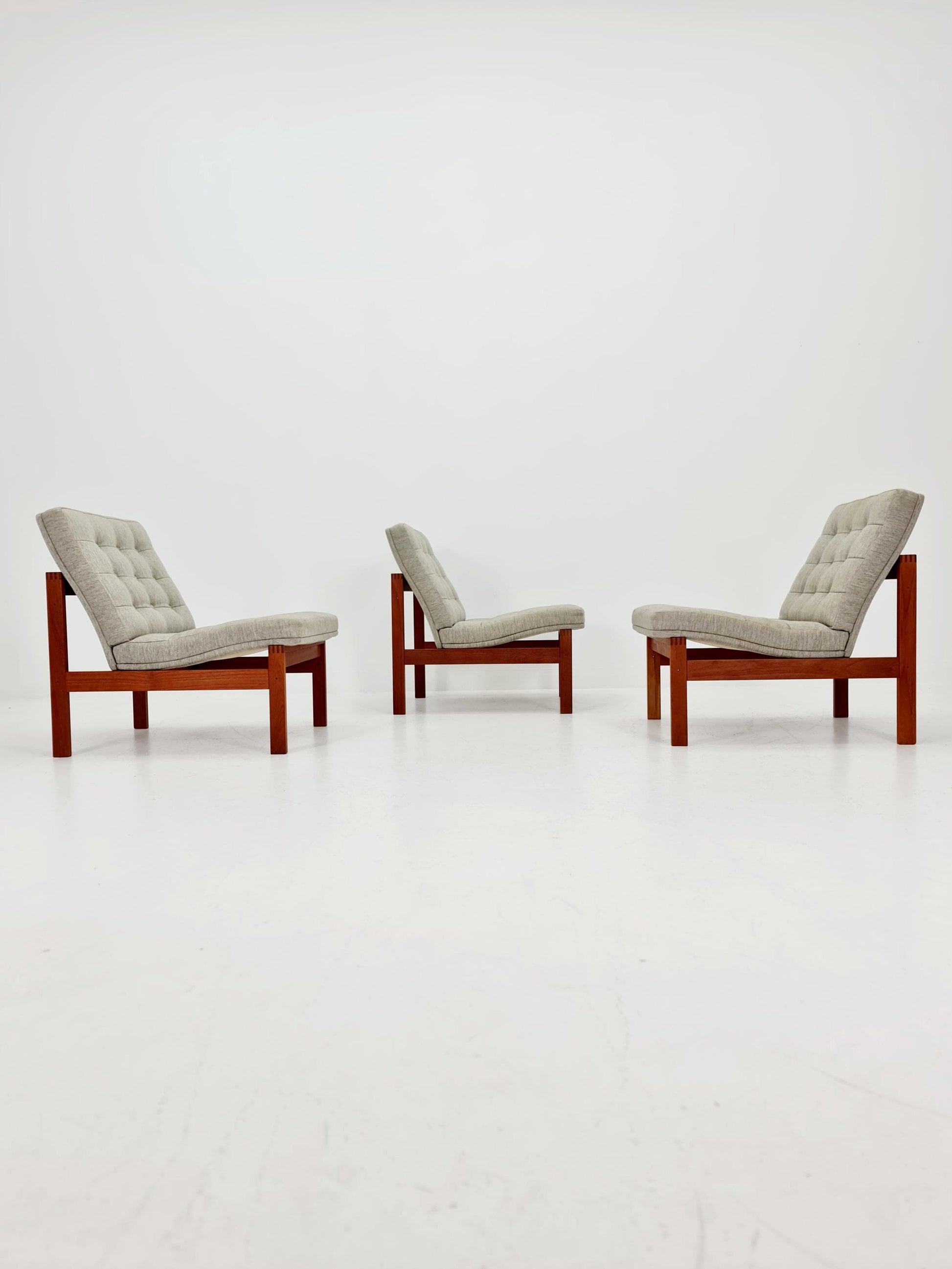 1 of 3 Mid-century Rare Danish teak lounge chairs Ole Gjerlov Knudsen & Torben Lind for France and son , 1960s