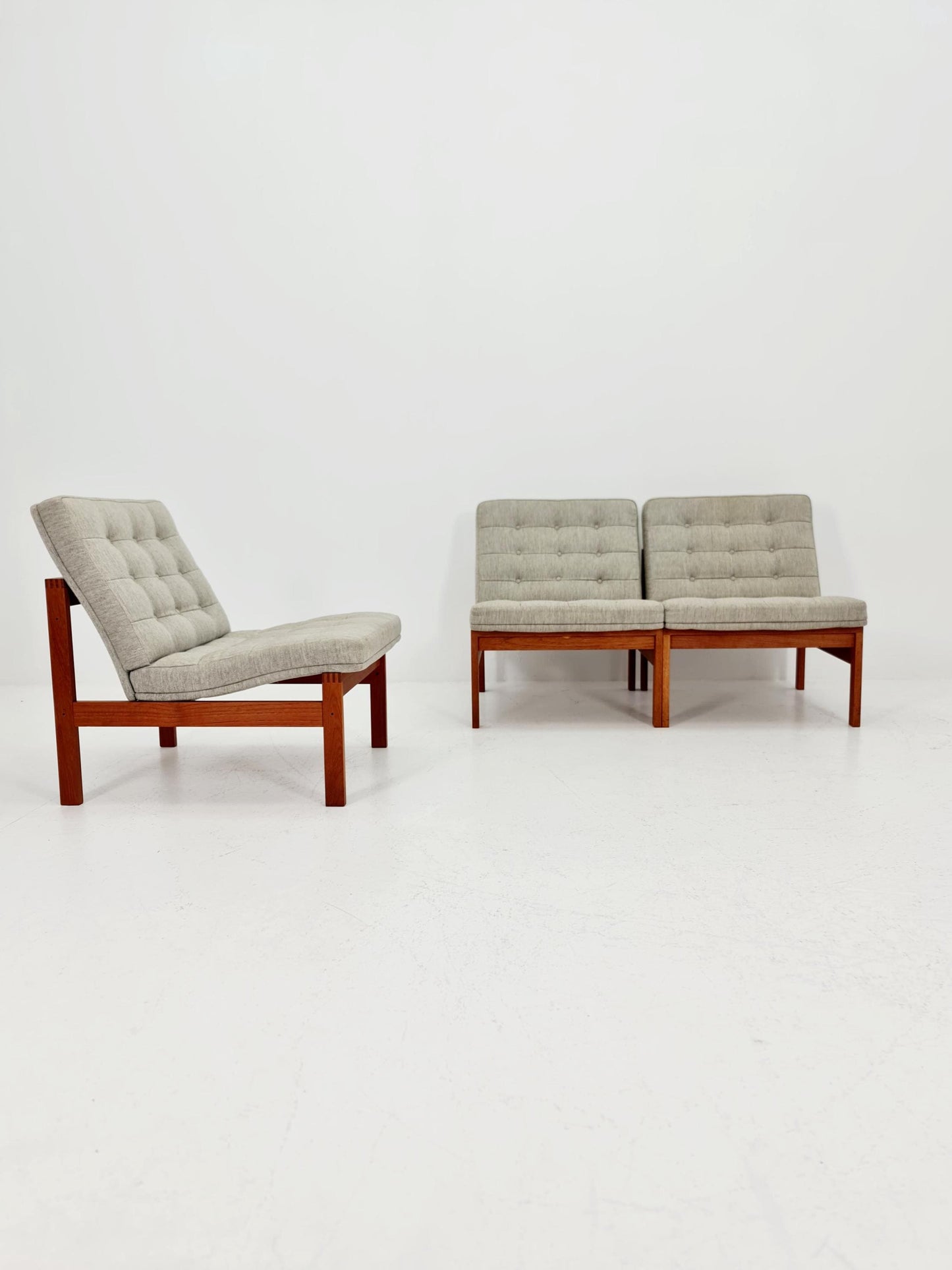 1 of 3 Mid-century Rare Danish teak lounge chairs Ole Gjerlov Knudsen & Torben Lind for France and son , 1960s