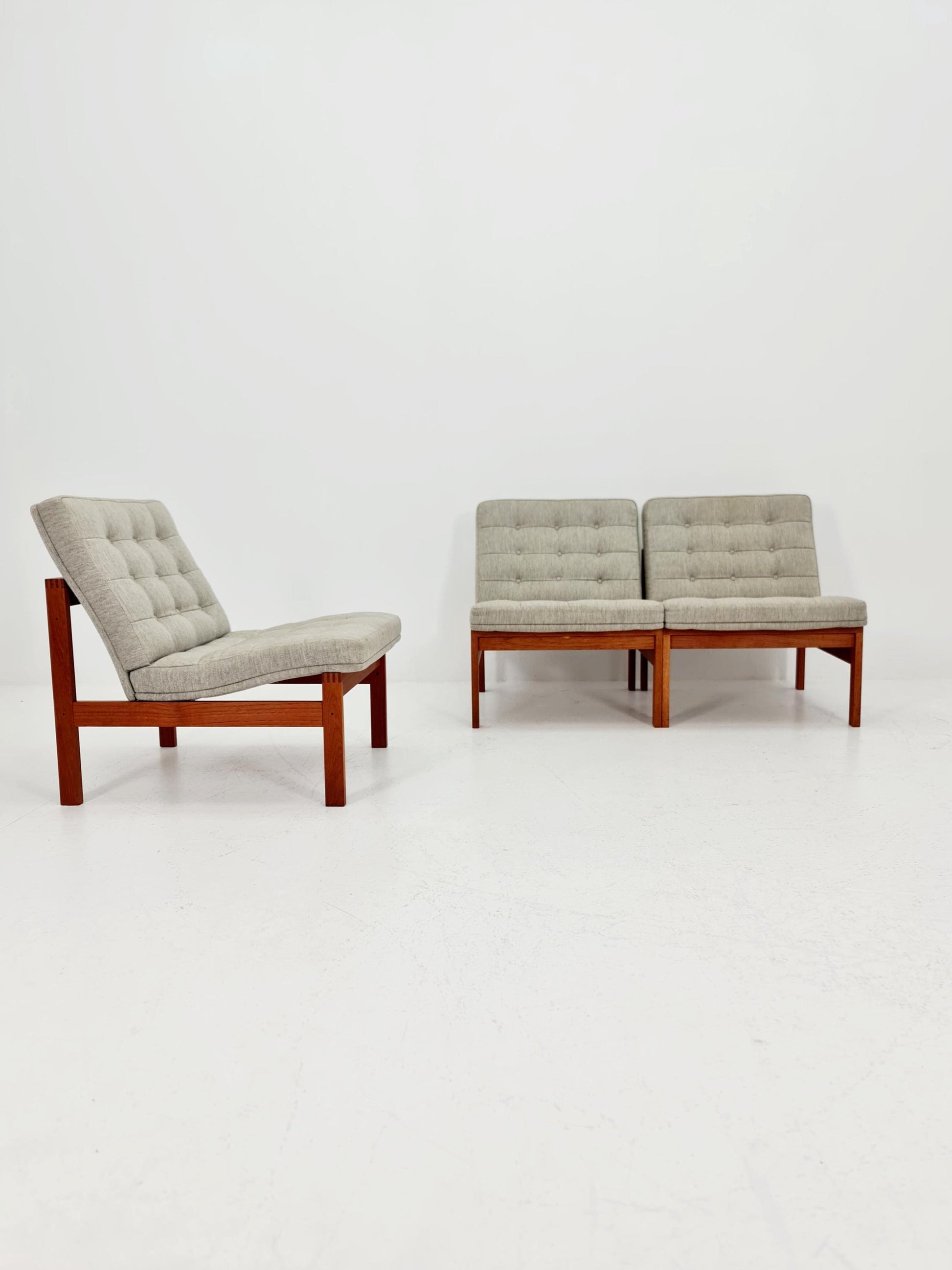 1 of 3 Mid-century Rare Danish teak lounge chairs Ole Gjerlov Knudsen & Torben Lind for France and son , 1960s