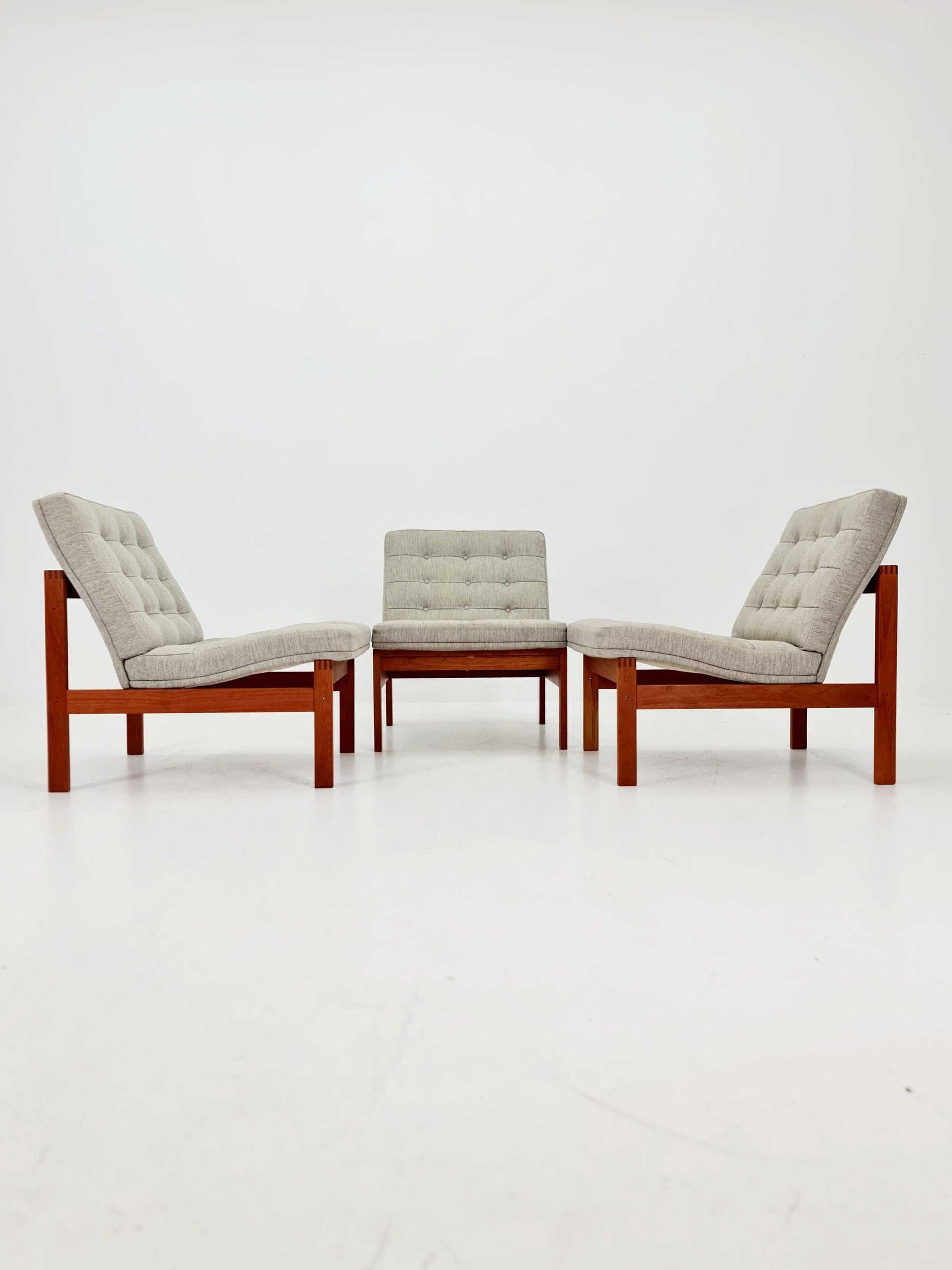 1 of 3 Mid-century Rare Danish teak lounge chairs Ole Gjerlov Knudsen & Torben Lind for France and son , 1960s