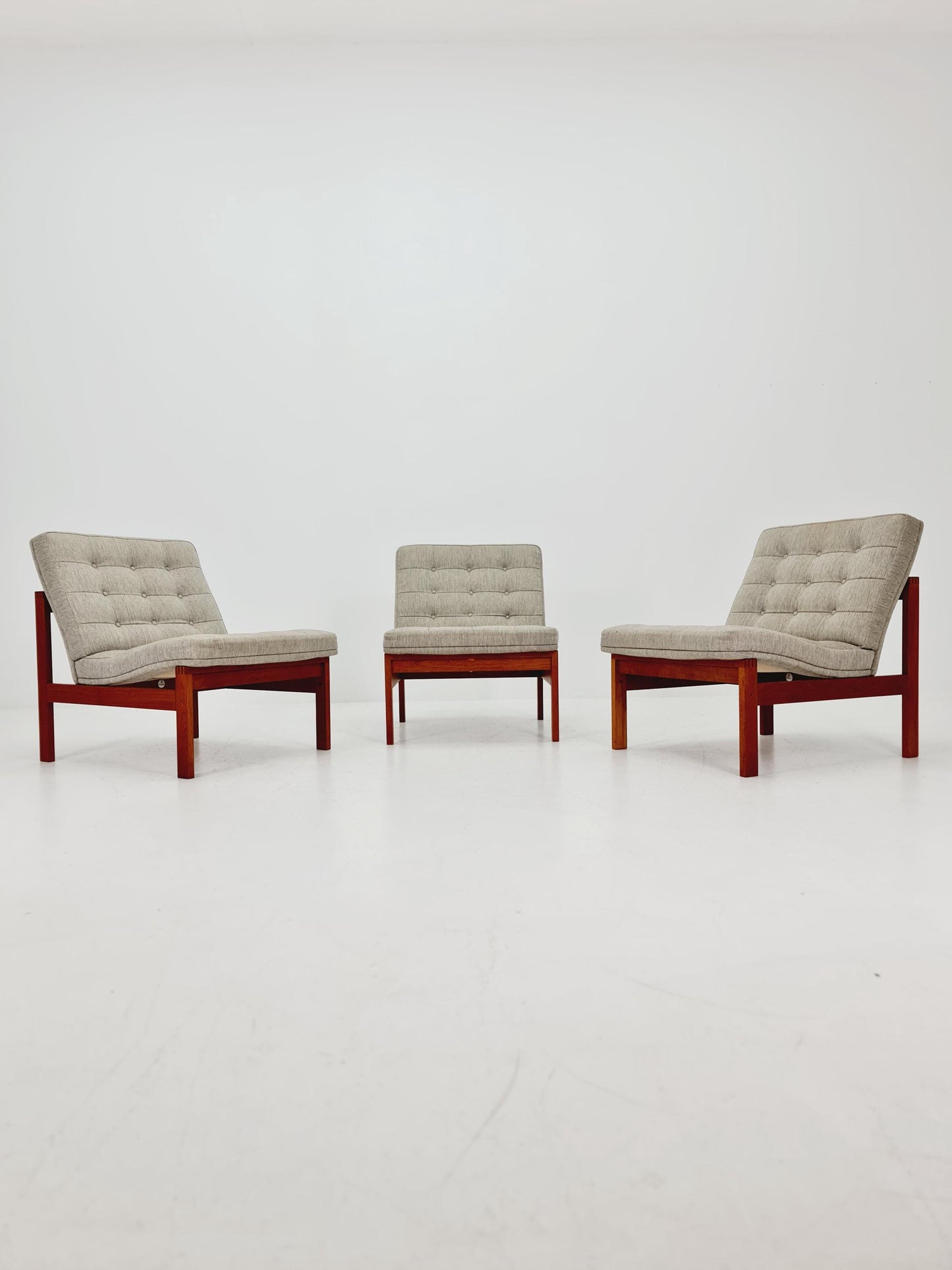 1 of 3 Mid-century Rare Danish teak lounge chairs Ole Gjerlov Knudsen & Torben Lind for France and son , 1960s