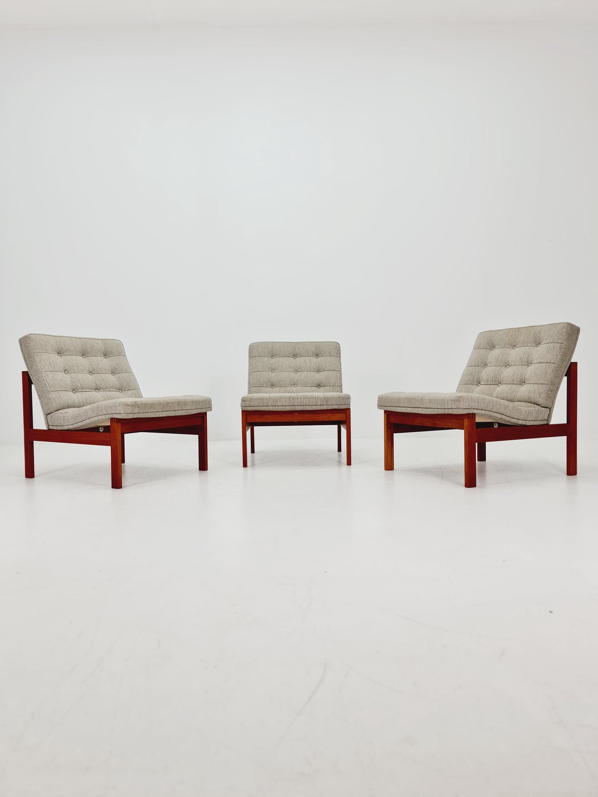 1 of 3 Mid-century Rare Danish teak lounge chairs Ole Gjerlov Knudsen & Torben Lind for France and son , 1960s