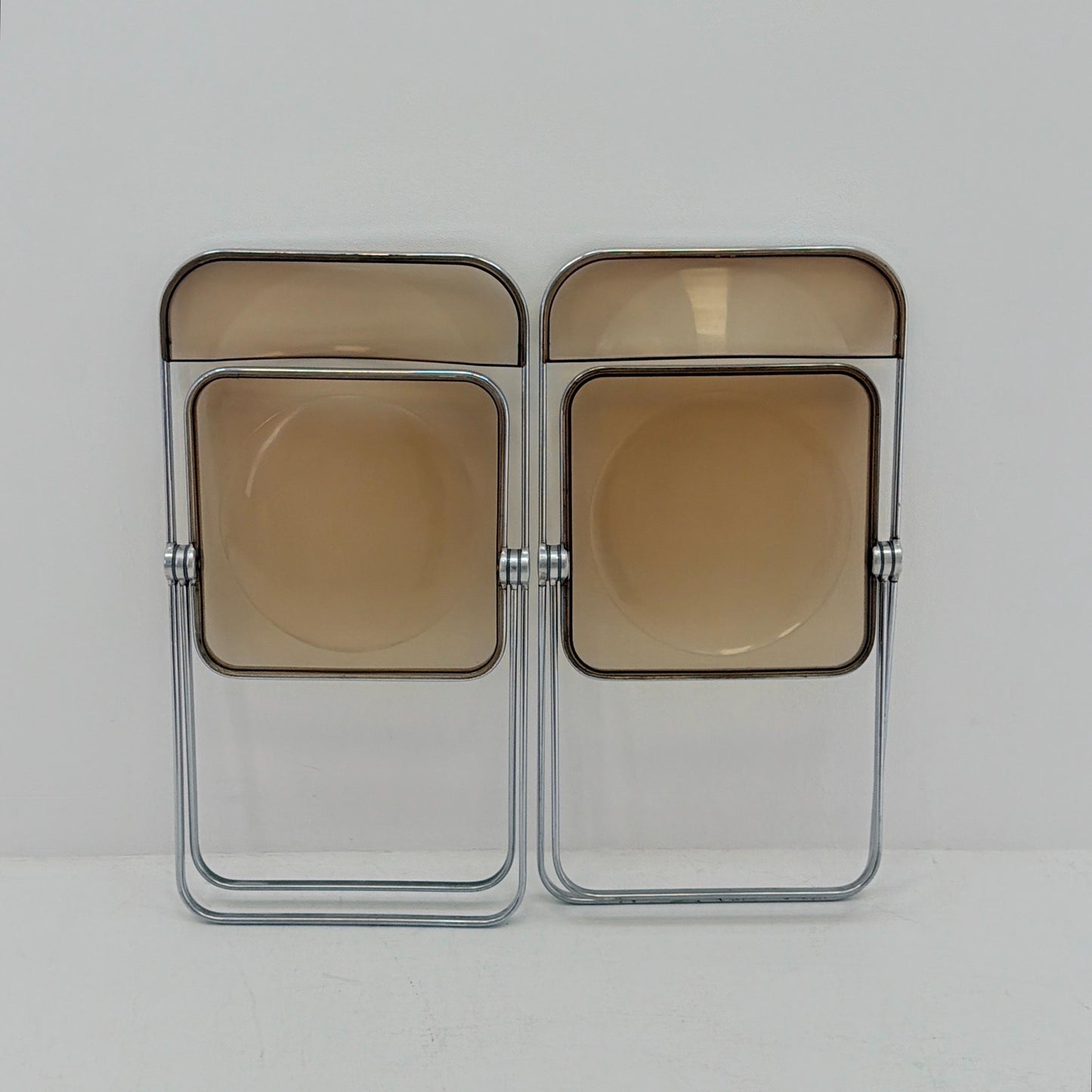 Set of 2 Mid-Century Plia Folding Dining Chairs by Giancarlo Piretti for Castelli, Italy, 1970s