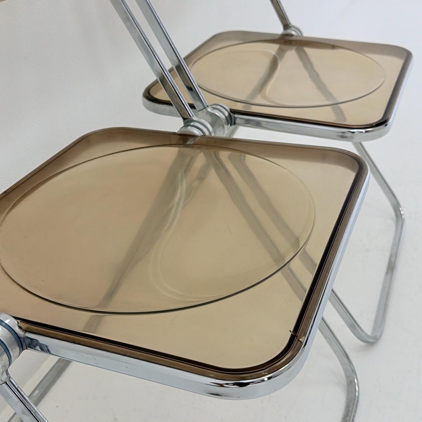 Set of 2 Mid-Century Plia Folding Dining Chairs by Giancarlo Piretti for Castelli, Italy, 1970s