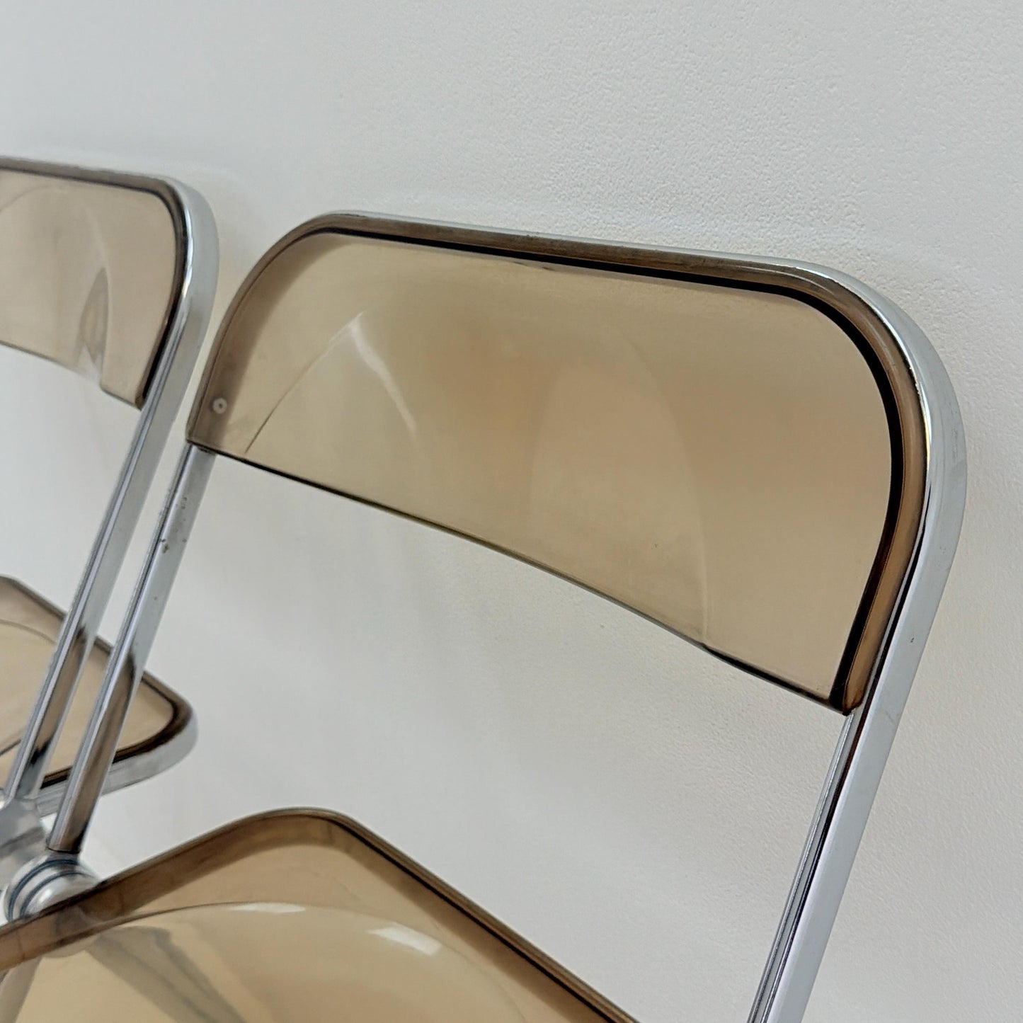 Set of 2 Mid-Century Plia Folding Dining Chairs by Giancarlo Piretti for Castelli, Italy, 1970s