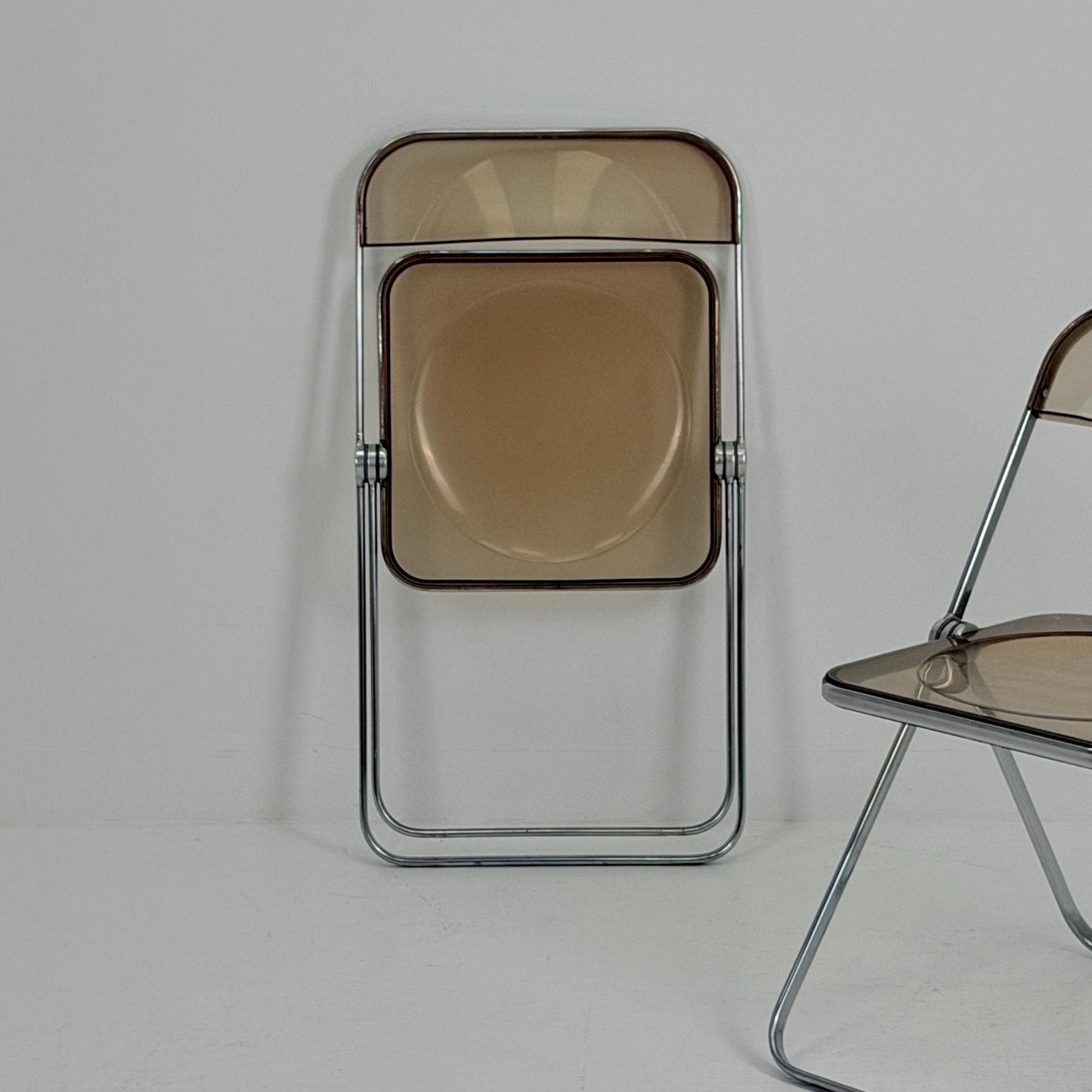 Set of 2 Mid-Century Plia Folding Dining Chairs by Giancarlo Piretti for Castelli, Italy, 1970s