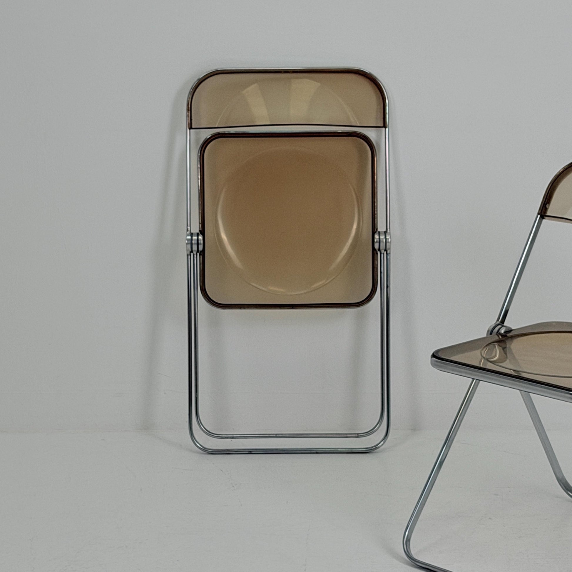 Set of 2 Mid-Century Plia Folding Dining Chairs by Giancarlo Piretti for Castelli, Italy, 1970s