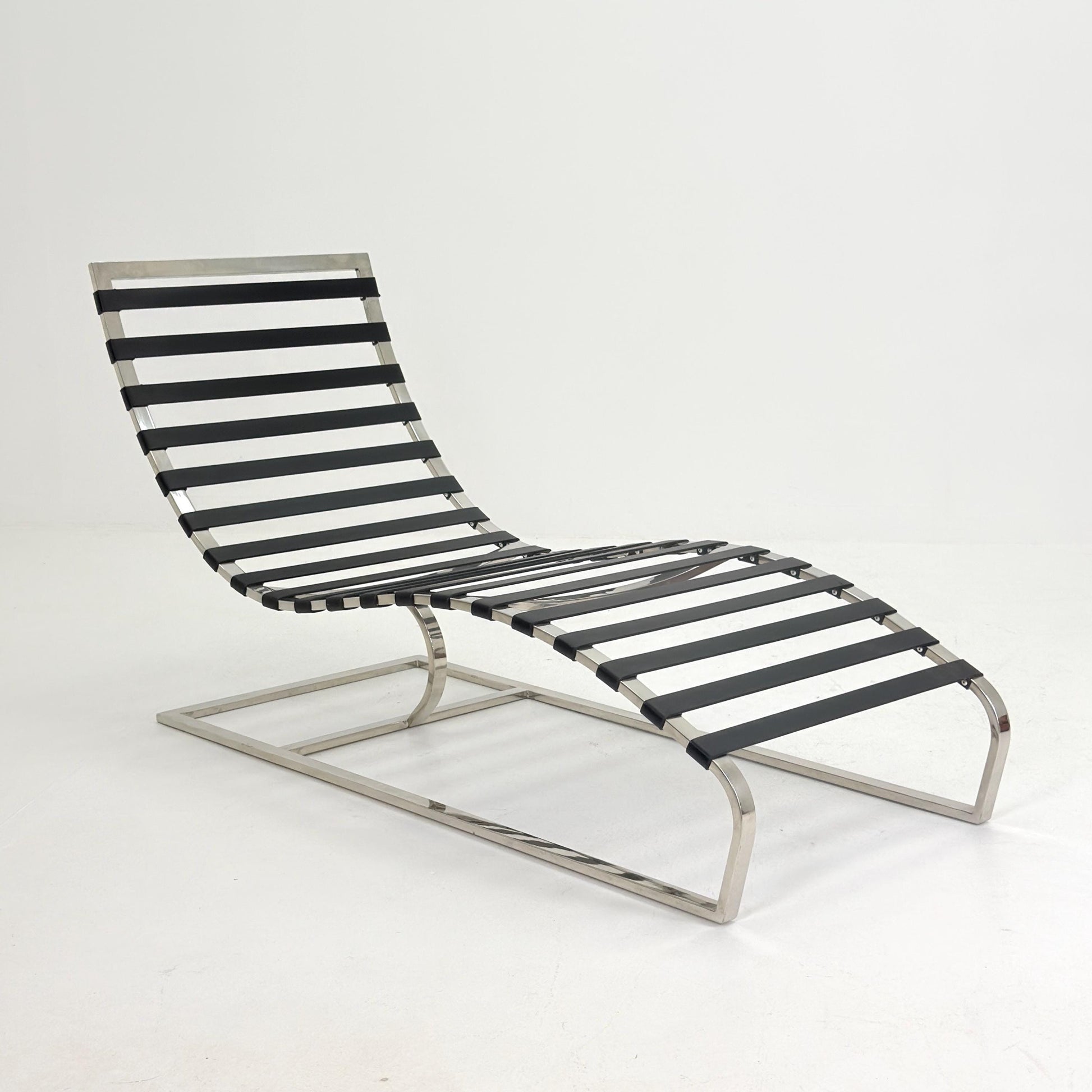 Mid Century Bauhaus style Lounge chair brown leather and chrome, 1980s Italy