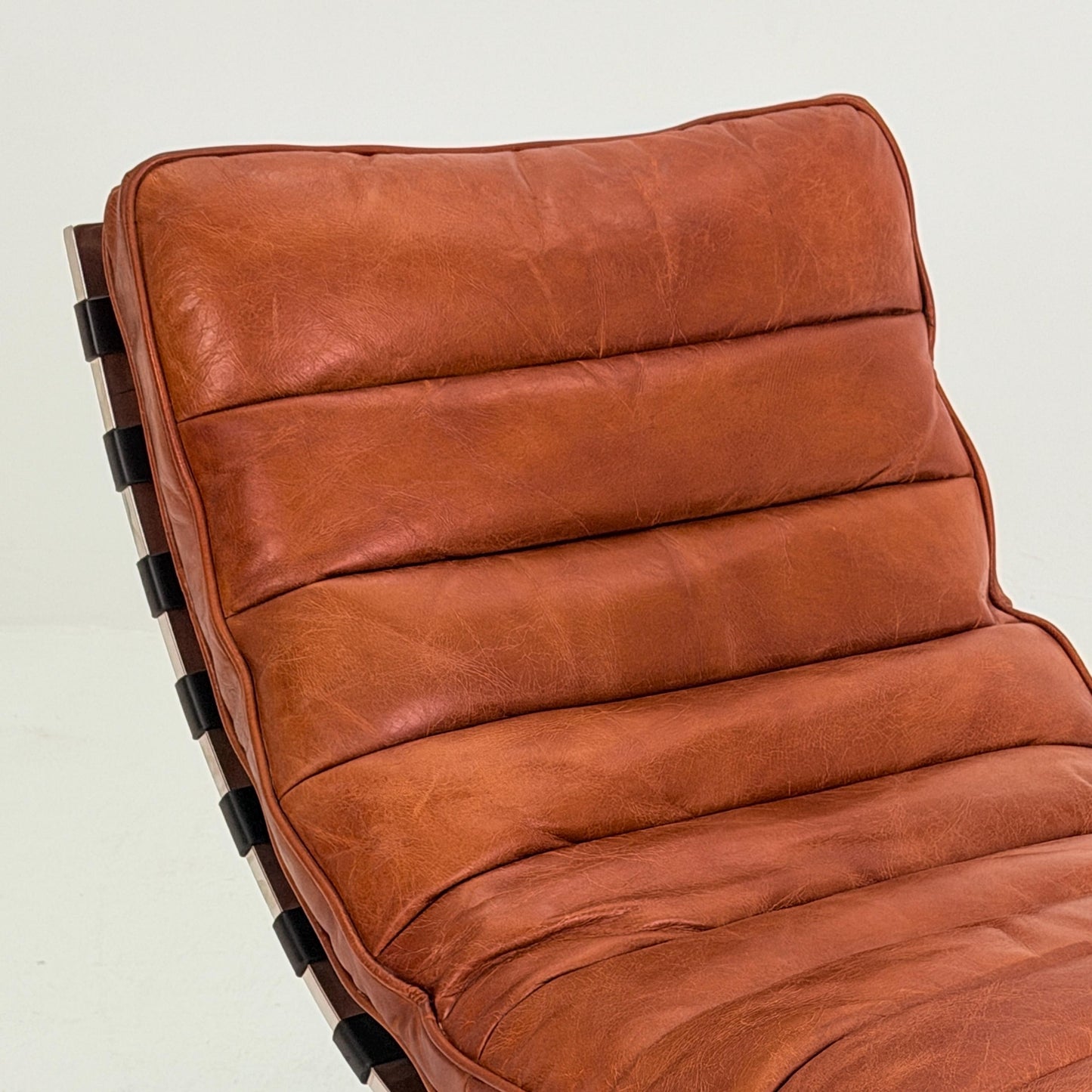 Mid Century Bauhaus style Lounge chair brown leather and chrome, 1980s Italy