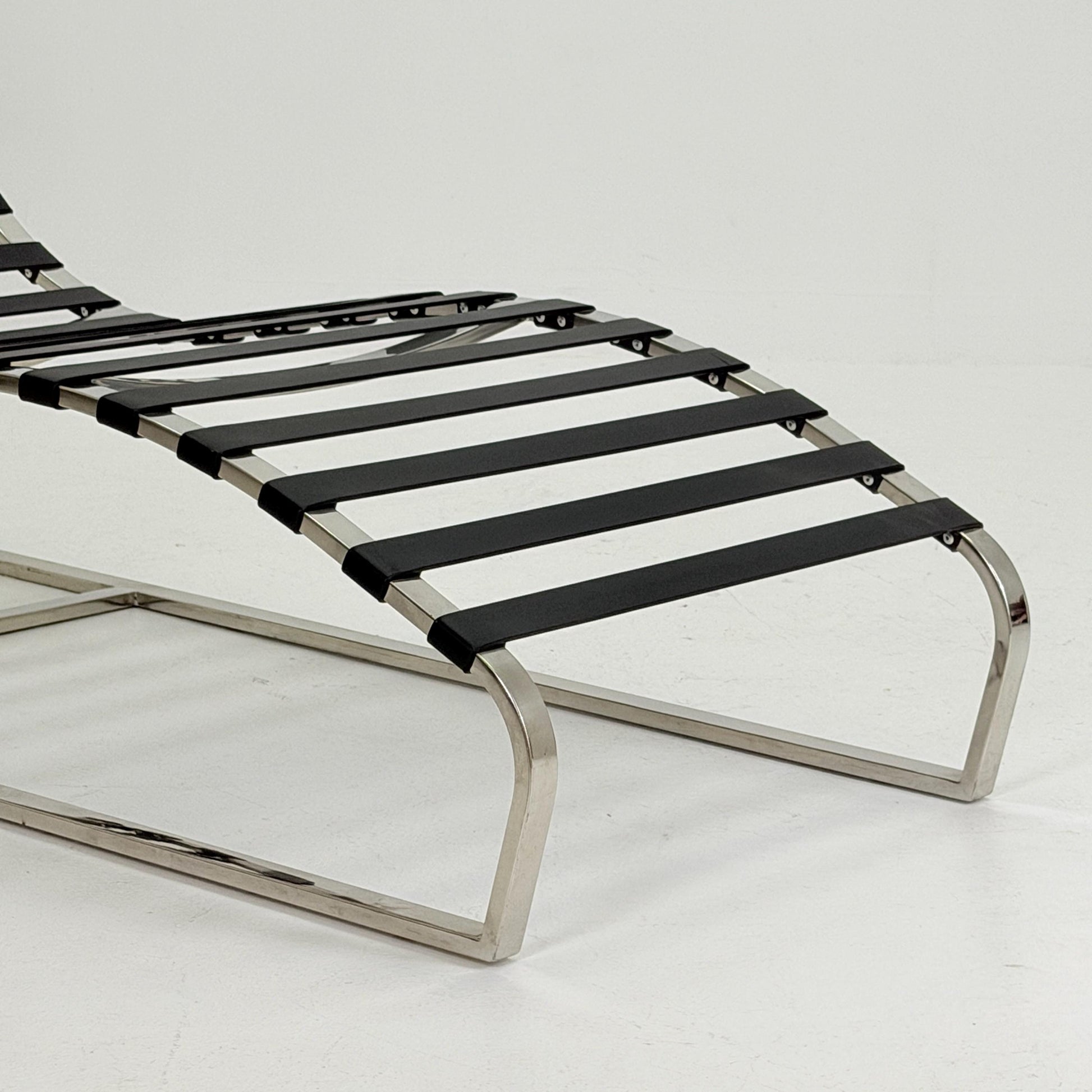 Mid Century Bauhaus style Lounge chair brown leather and chrome, 1980s Italy