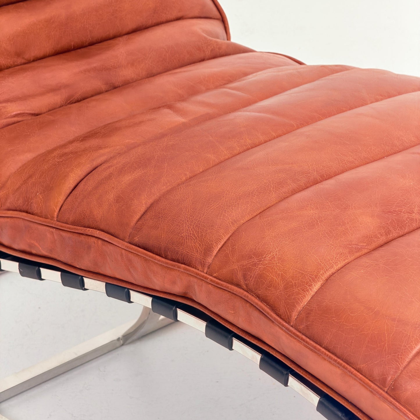 Mid Century Bauhaus style Lounge chair brown leather and chrome, 1980s Italy