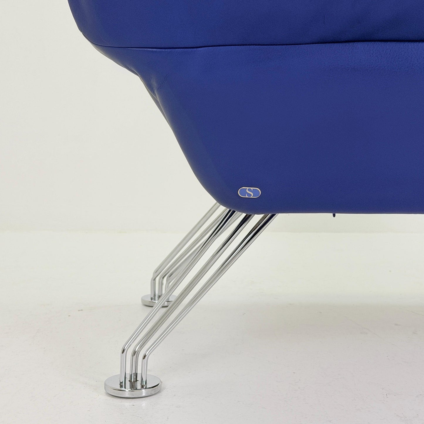 Mid Century De Sede DS-142 Blue Leather Lounge Chair Chaise Longue by Wilfried Totzek, Switzerland 1980s