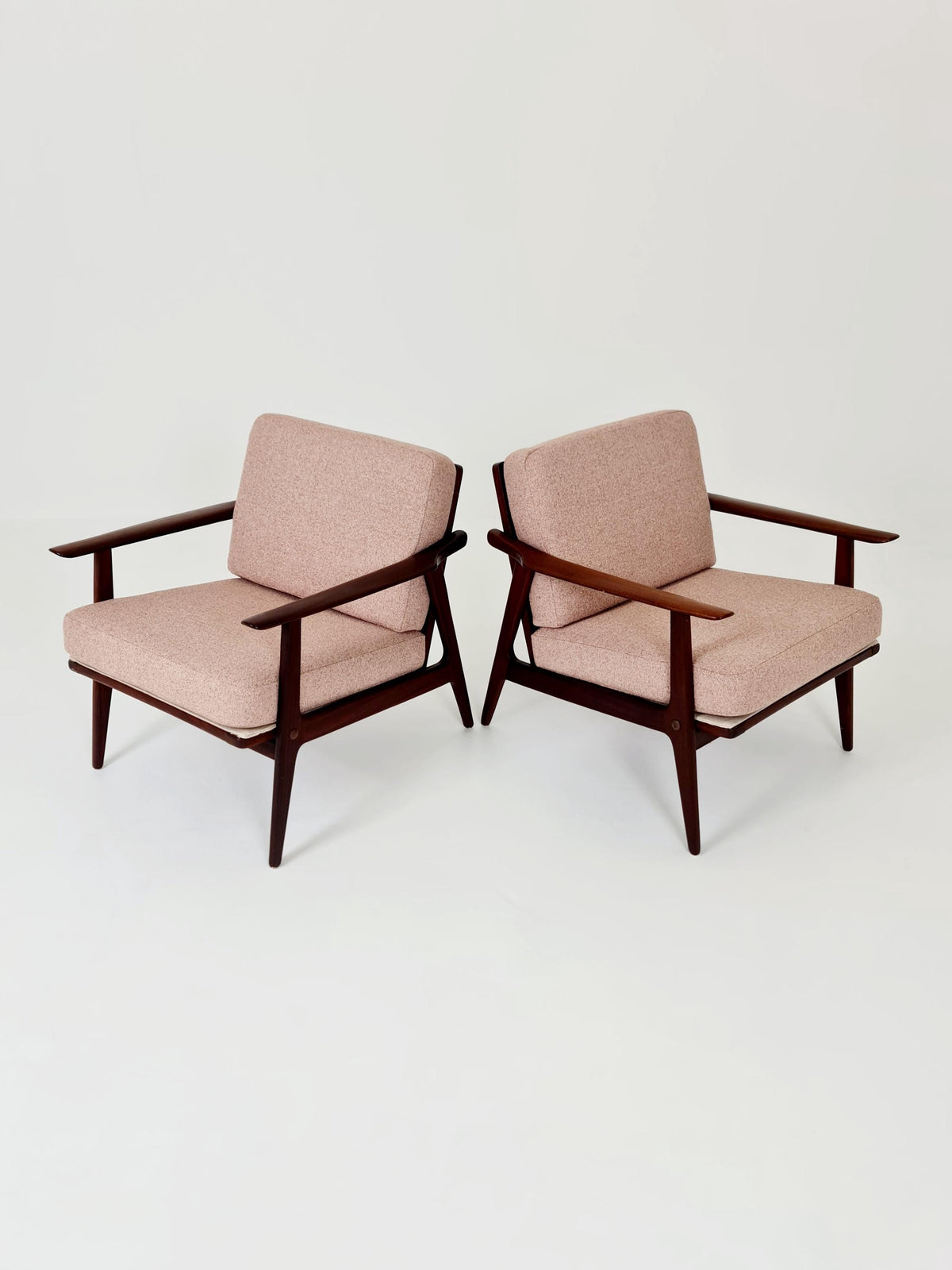 Mid century teak easy lounge chairs , Set of 2, 1960s