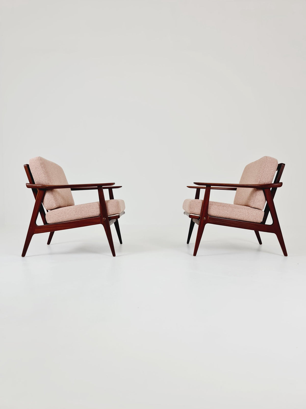 Mid century teak easy lounge chairs , Set of 2, 1960s