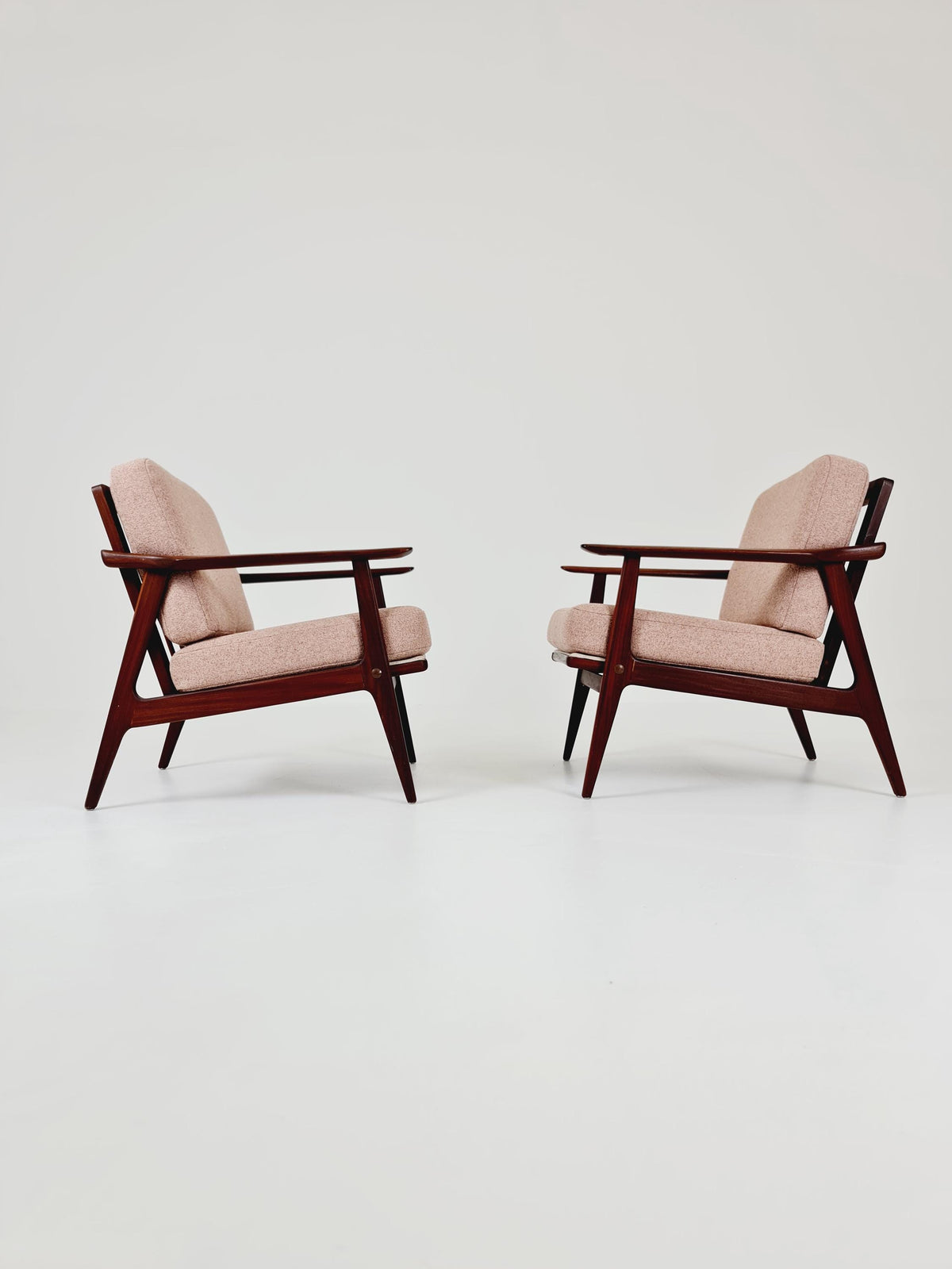 Mid century teak easy lounge chairs , Set of 2, 1960s