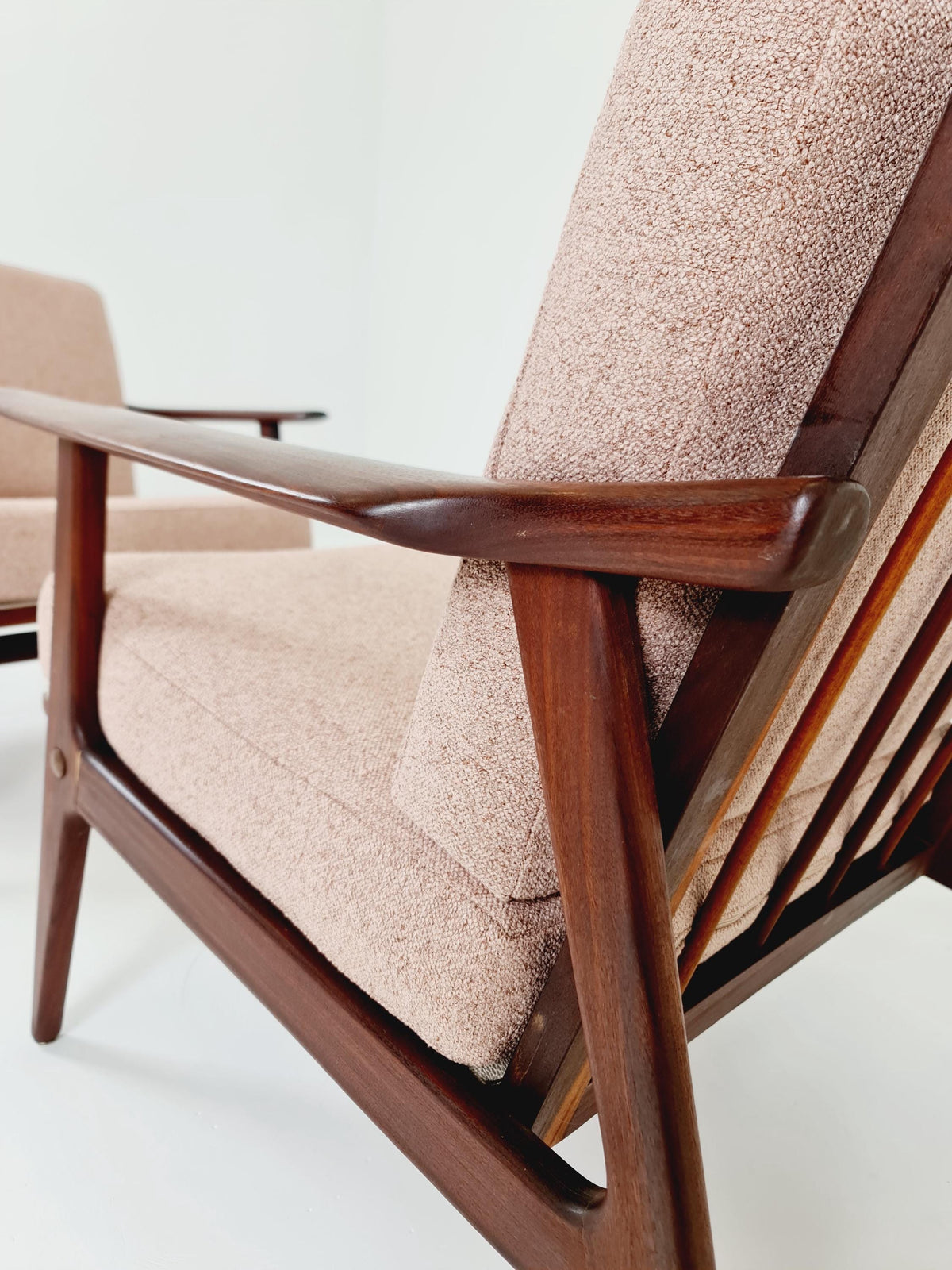 Mid century teak easy lounge chairs , Set of 2, 1960s
