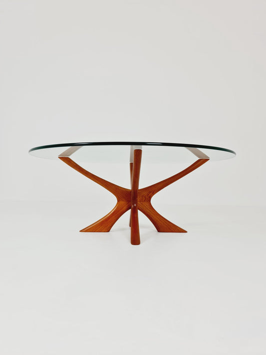 vintage teak and Glass coffe table by Illum Wikkelso modell Nr T118 ,1960s