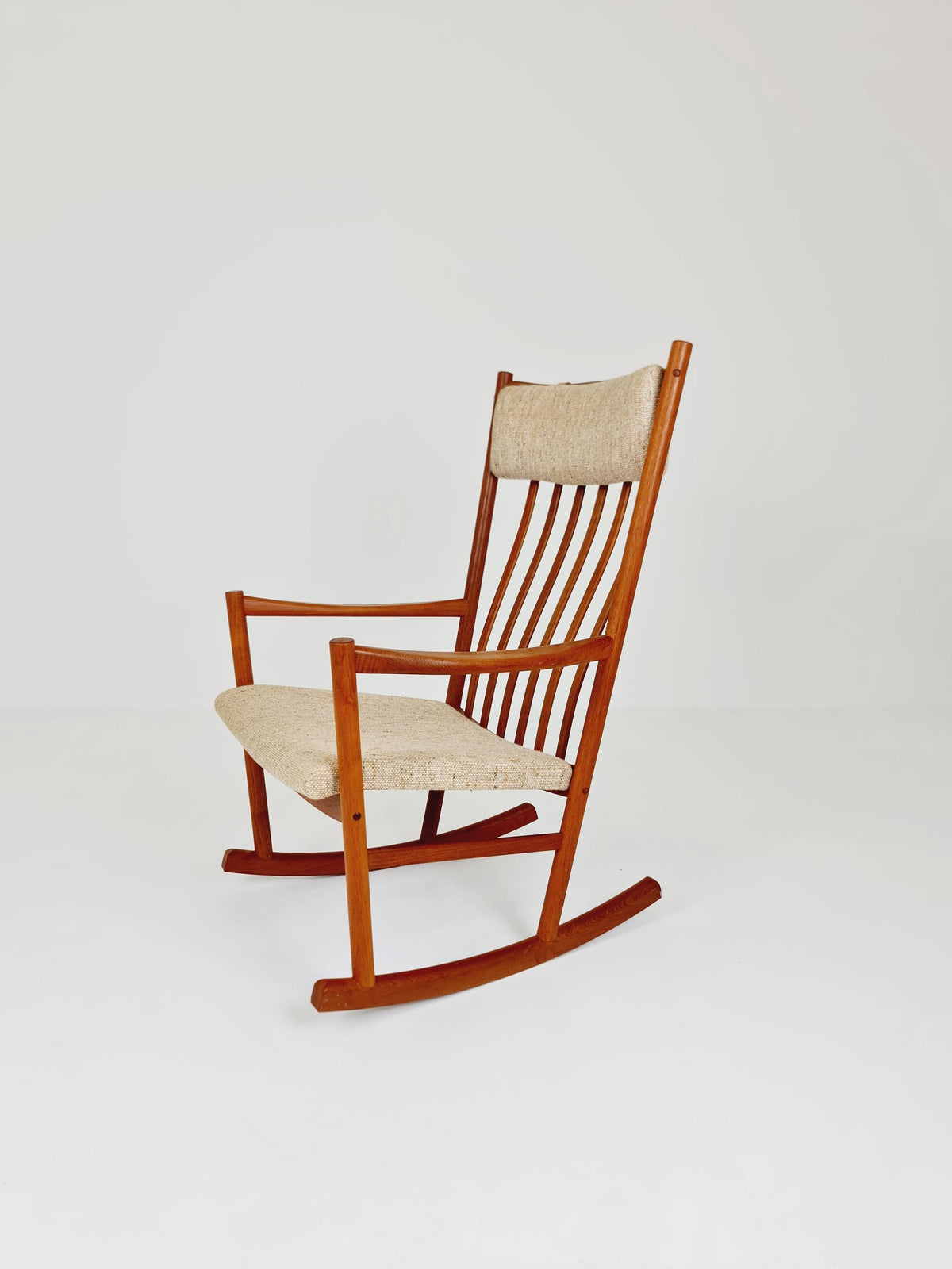 Mid century Scandinavian solid teak Rocking Chair by Hans Wegner for Tarm Stole, 1960s