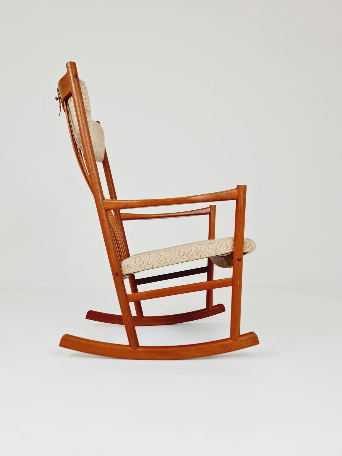 Mid century Scandinavian solid teak Rocking Chair by Hans Wegner for Tarm Stole, 1960s