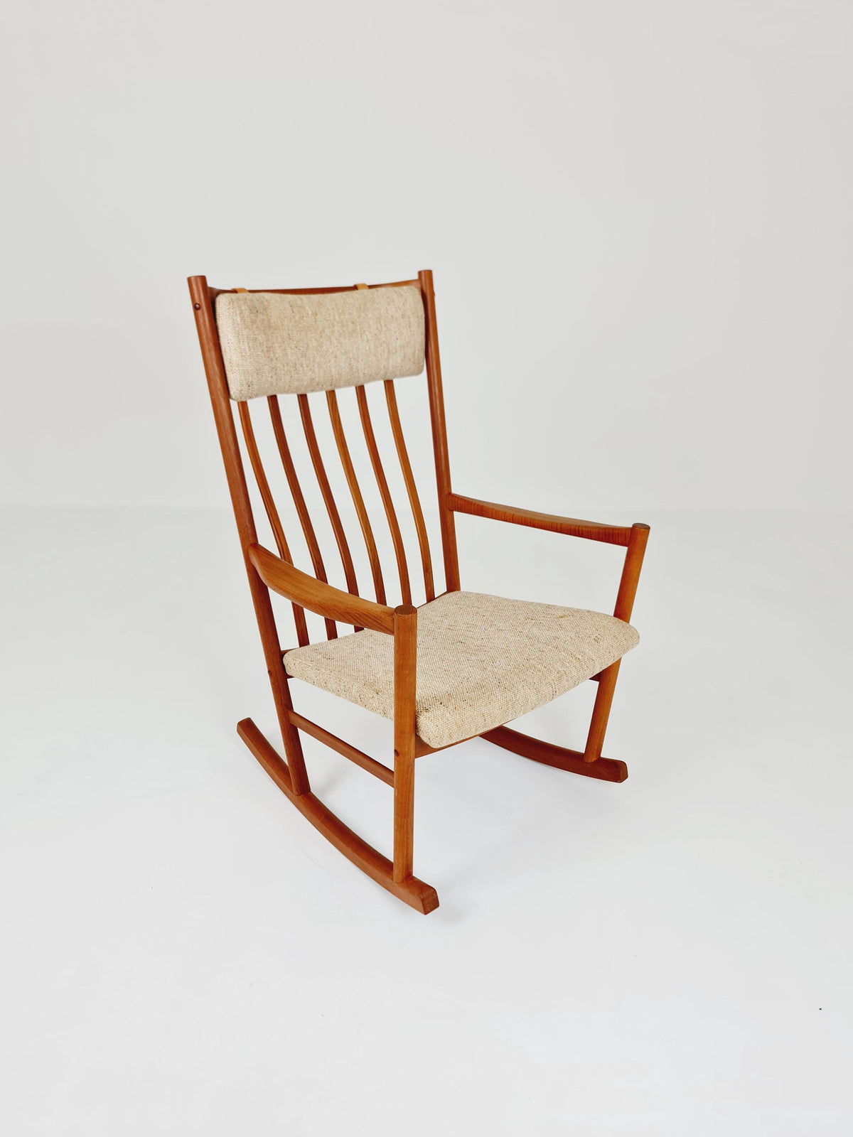 Mid century Scandinavian solid teak Rocking Chair by Hans Wegner for Tarm Stole, 1960s