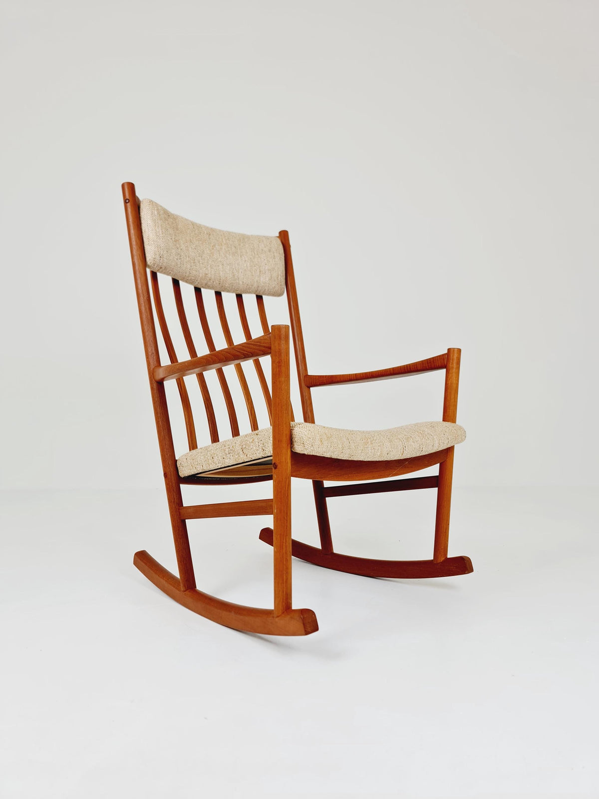 Mid century Scandinavian solid teak Rocking Chair by Hans Wegner for Tarm Stole, 1960s