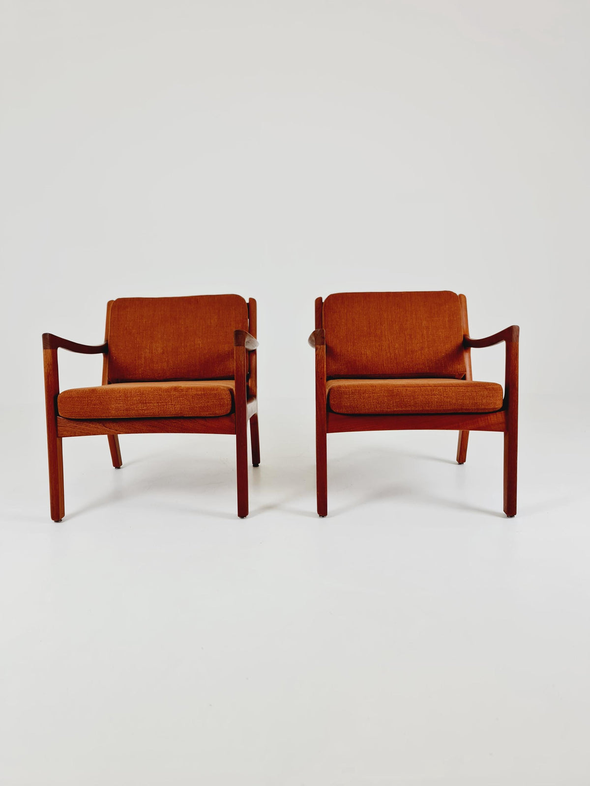Mid-century Rare Danish teak lounge chair/ Easy chair by Ole Wanscher for France &Son , 1960s Set of 2