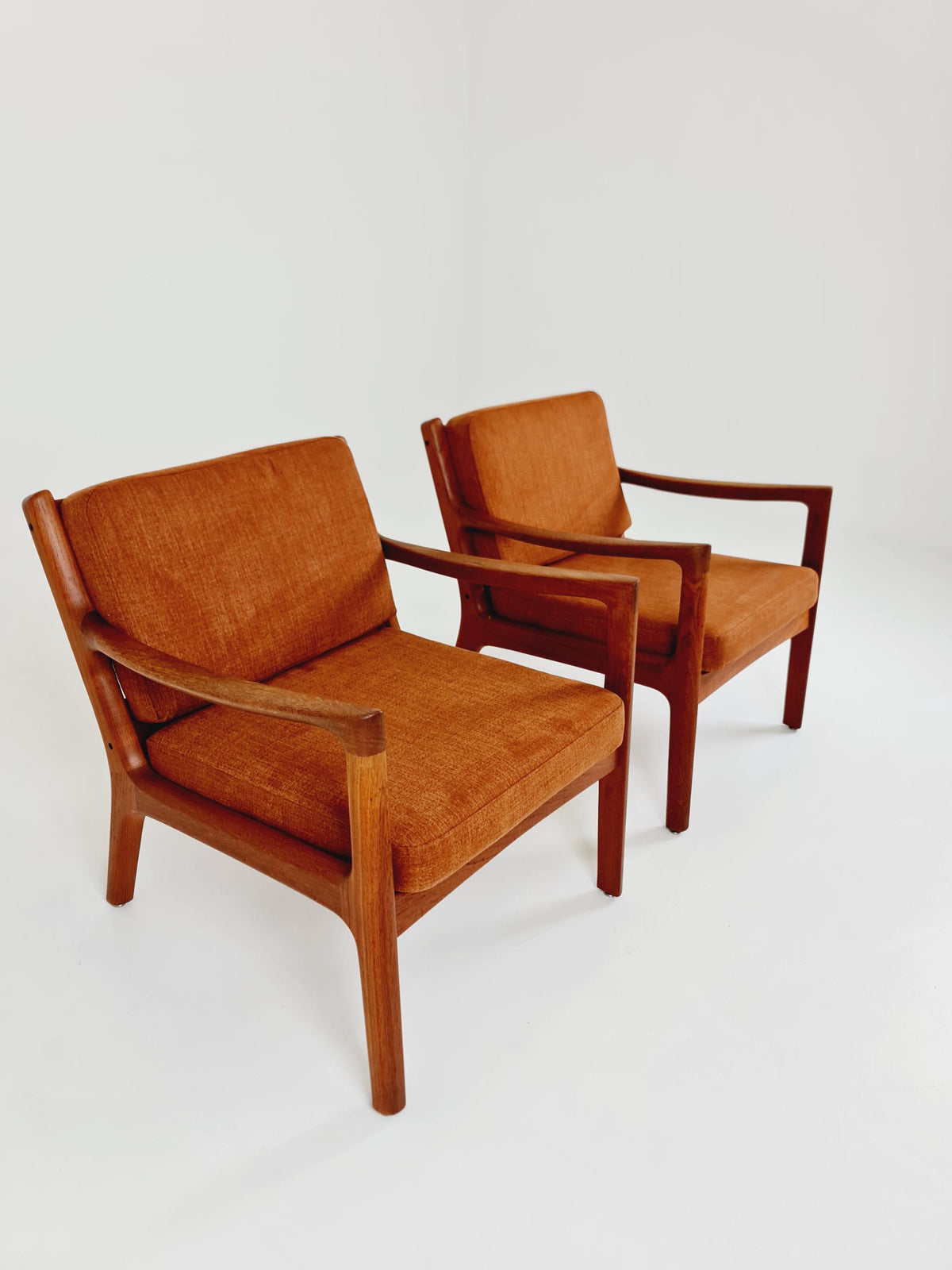 Mid-century Rare Danish teak lounge chair/ Easy chair by Ole Wanscher for France &Son , 1960s Set of 2