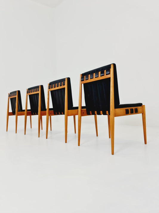 Rare Vintage Danish Ash Wood dining chairs by Egon Eiermann SE 21 , 1960s, set of 4