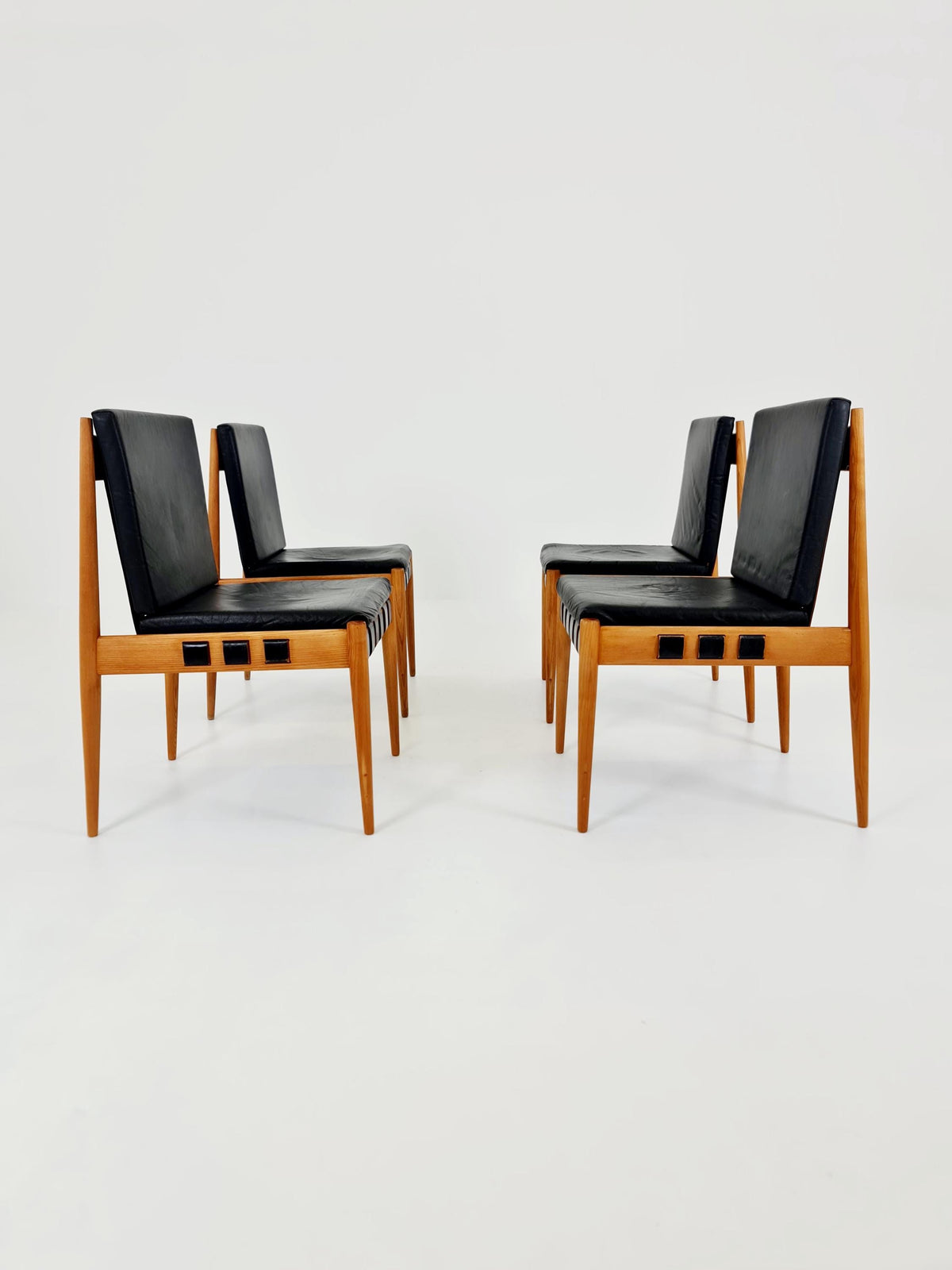 Rare Vintage Danish Ash Wood dining chairs by Egon Eiermann SE 21 , 1960s, set of 4