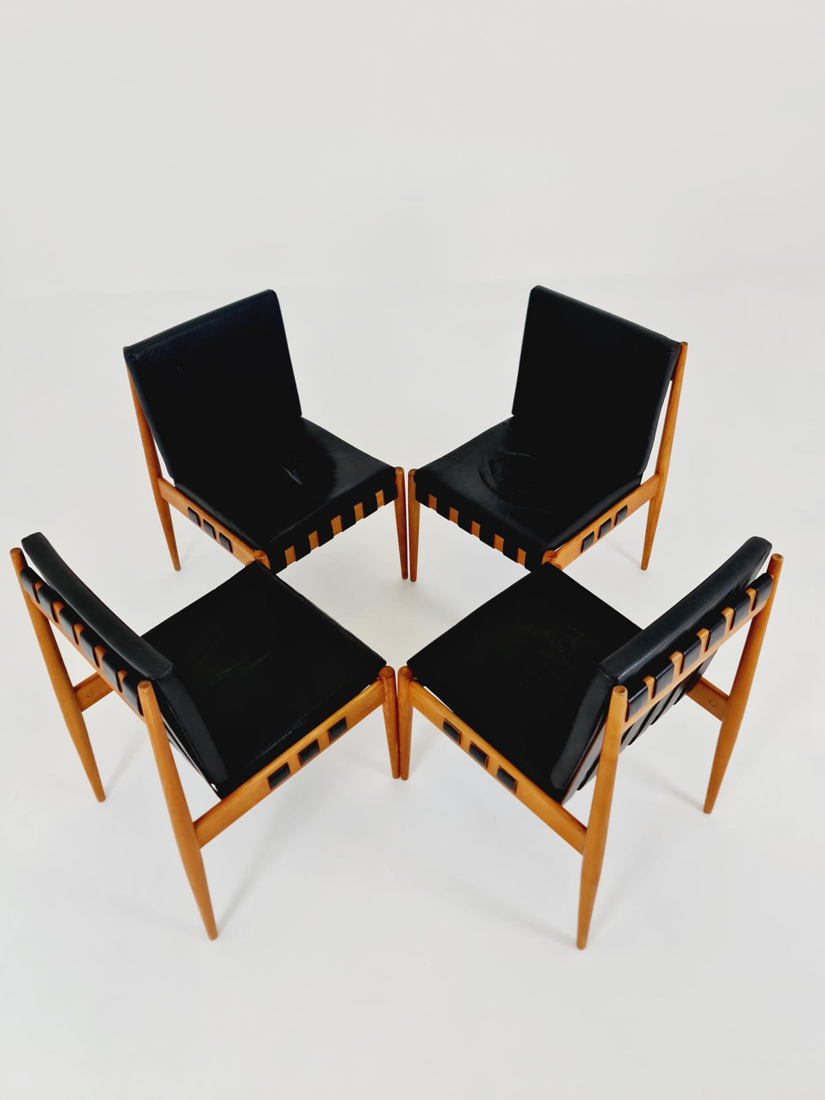 Rare Vintage Danish Ash Wood dining chairs by Egon Eiermann SE 21 , 1960s, set of 4