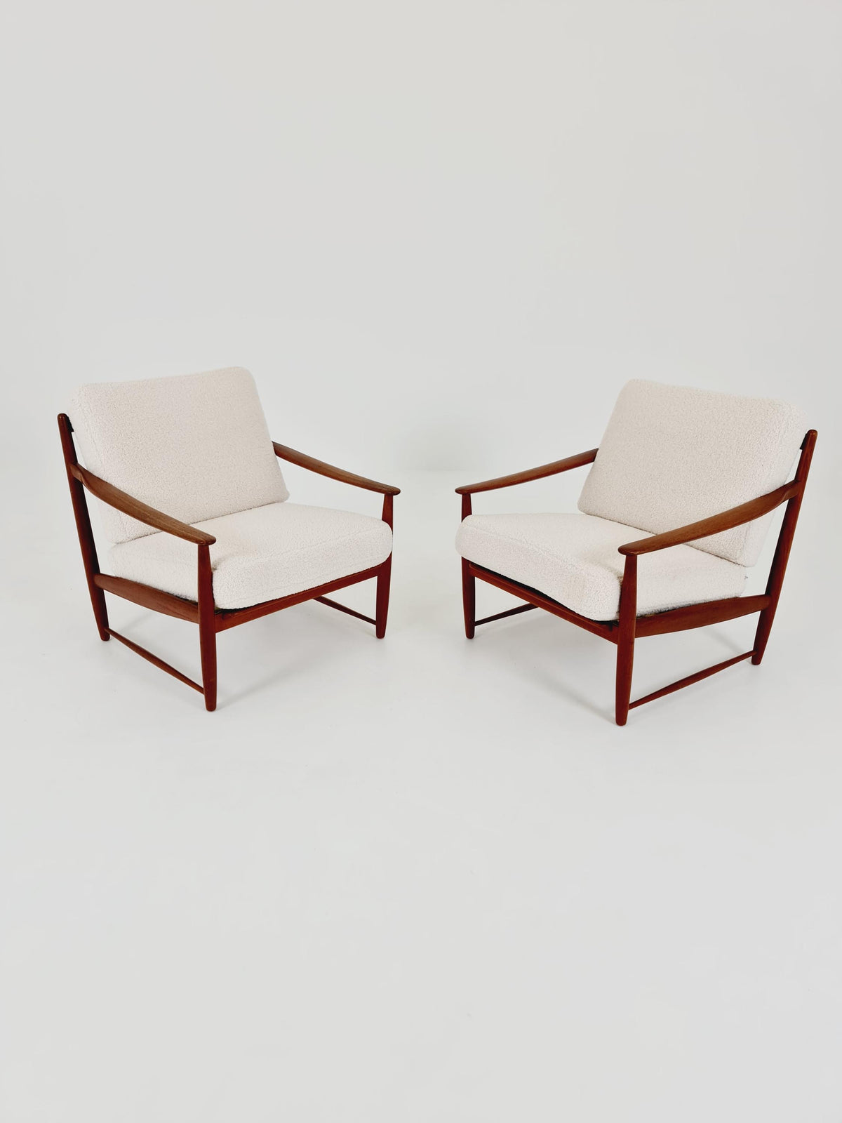 Super Rare Mid century teak easy lounge chairs , Set of 2, 1960s