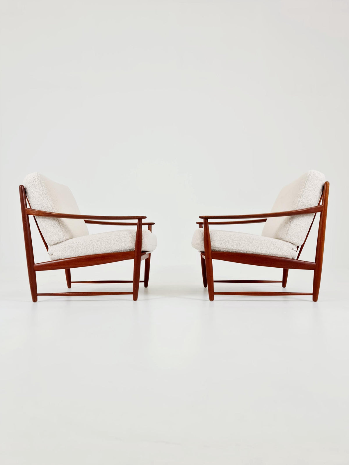 Super Rare Mid century teak easy lounge chairs , Set of 2, 1960s