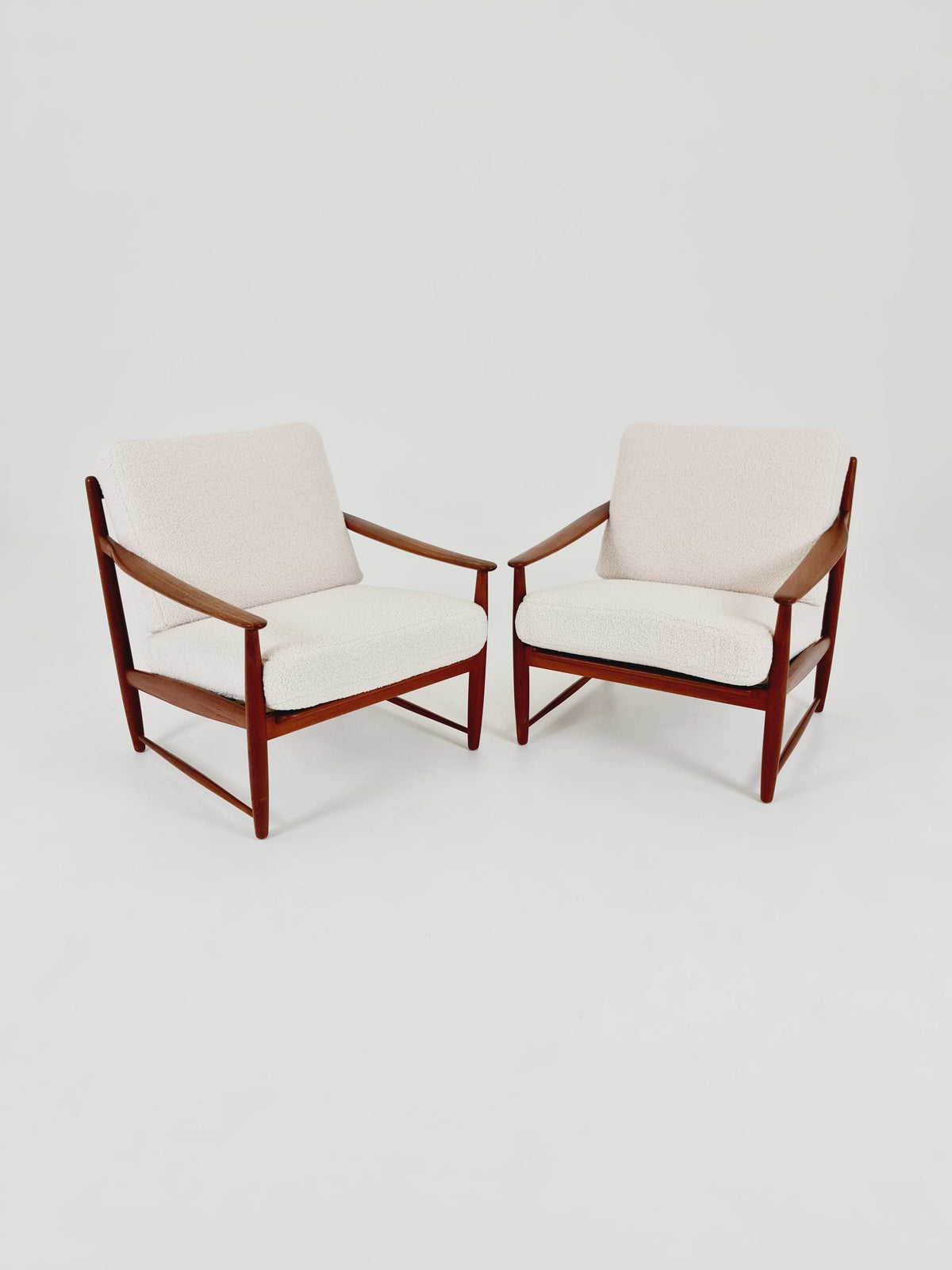 Super Rare Mid century teak easy lounge chairs , Set of 2, 1960s