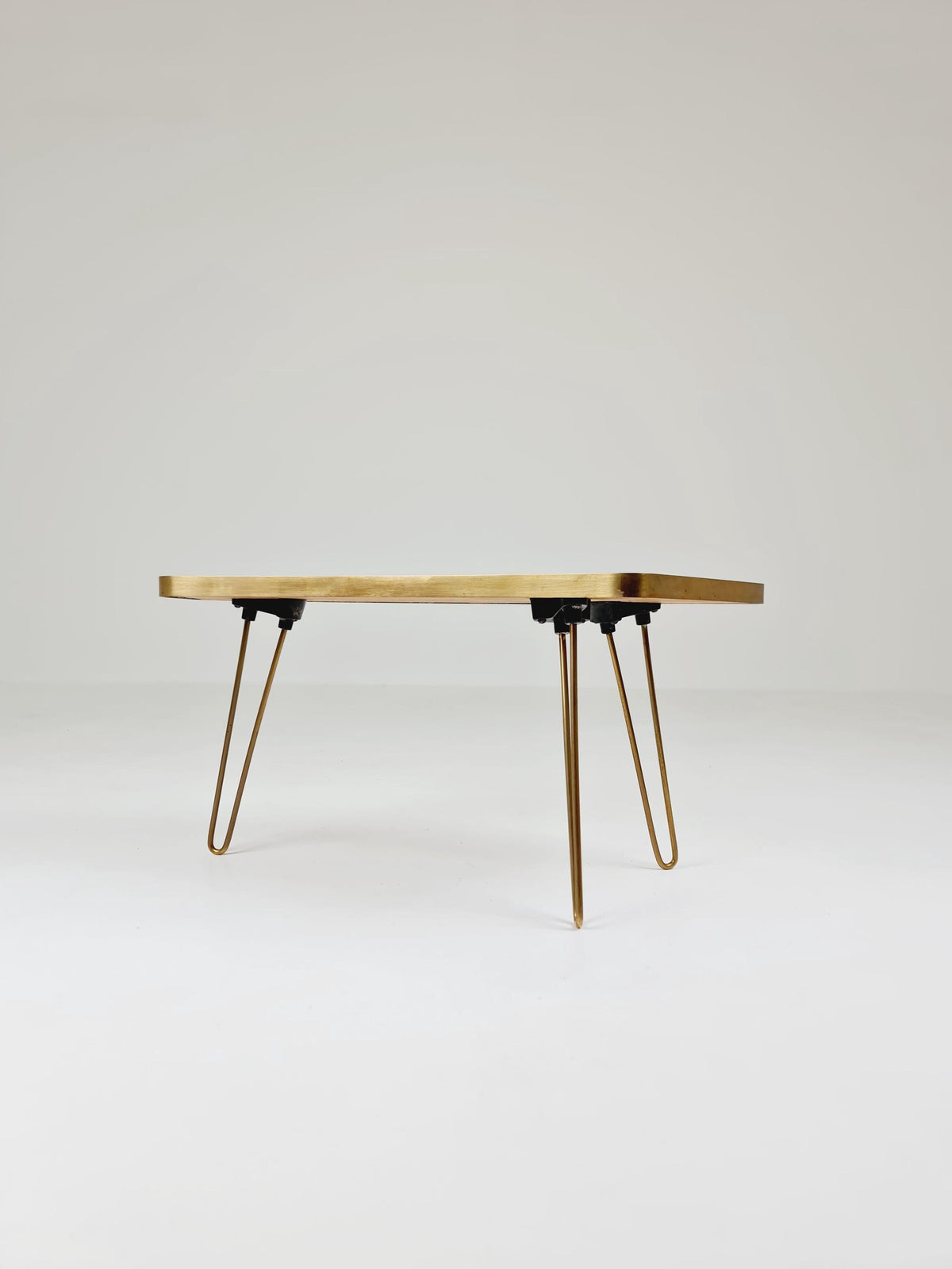 Unique mosaic & solid brass Sidetable by Berthold Muller, 1950s