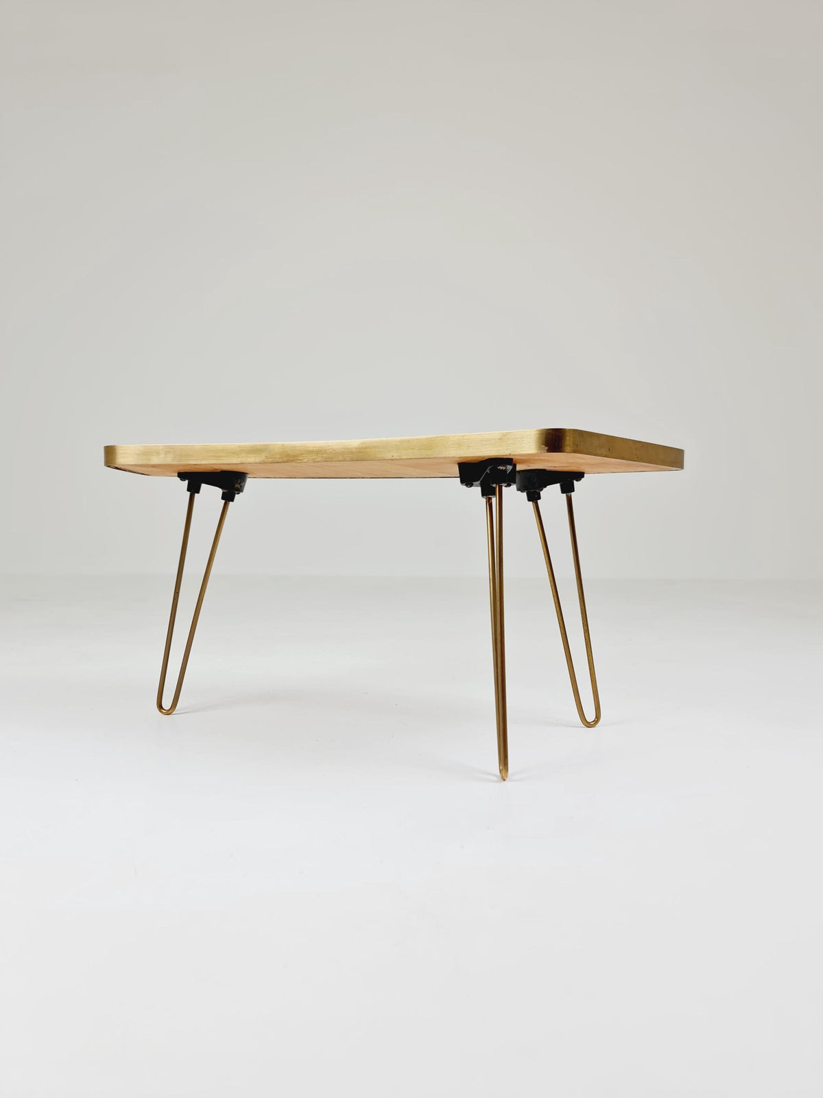 Unique mosaic & solid brass Sidetable by Berthold Muller, 1950s