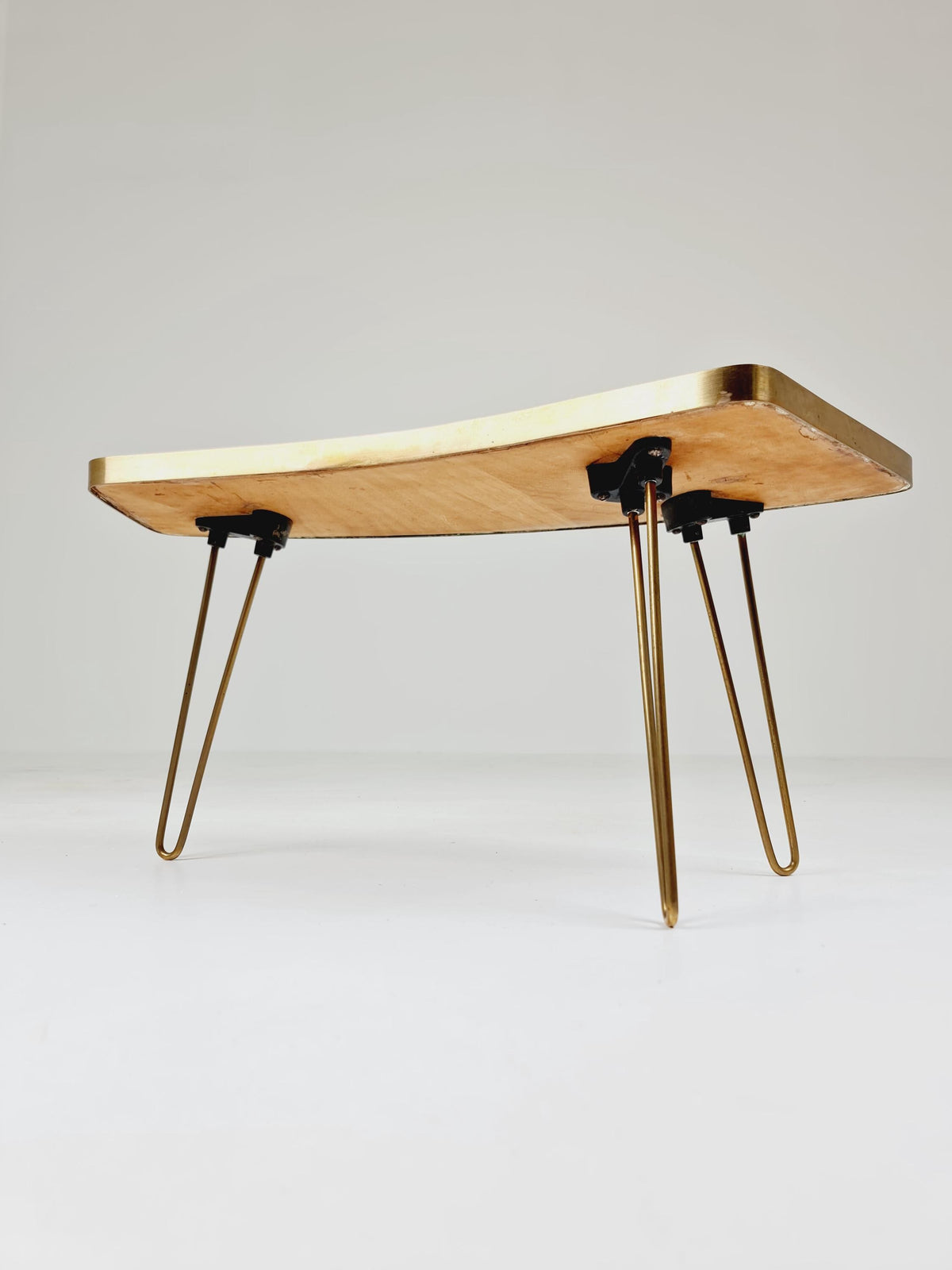 Unique mosaic & solid brass Sidetable by Berthold Muller, 1950s