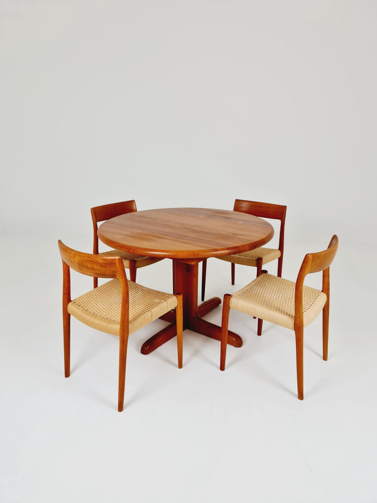 Mid Century Danish Teak and danish cord dining chairs by Niels O.Moller,model 77 , set of 4 ,1960s