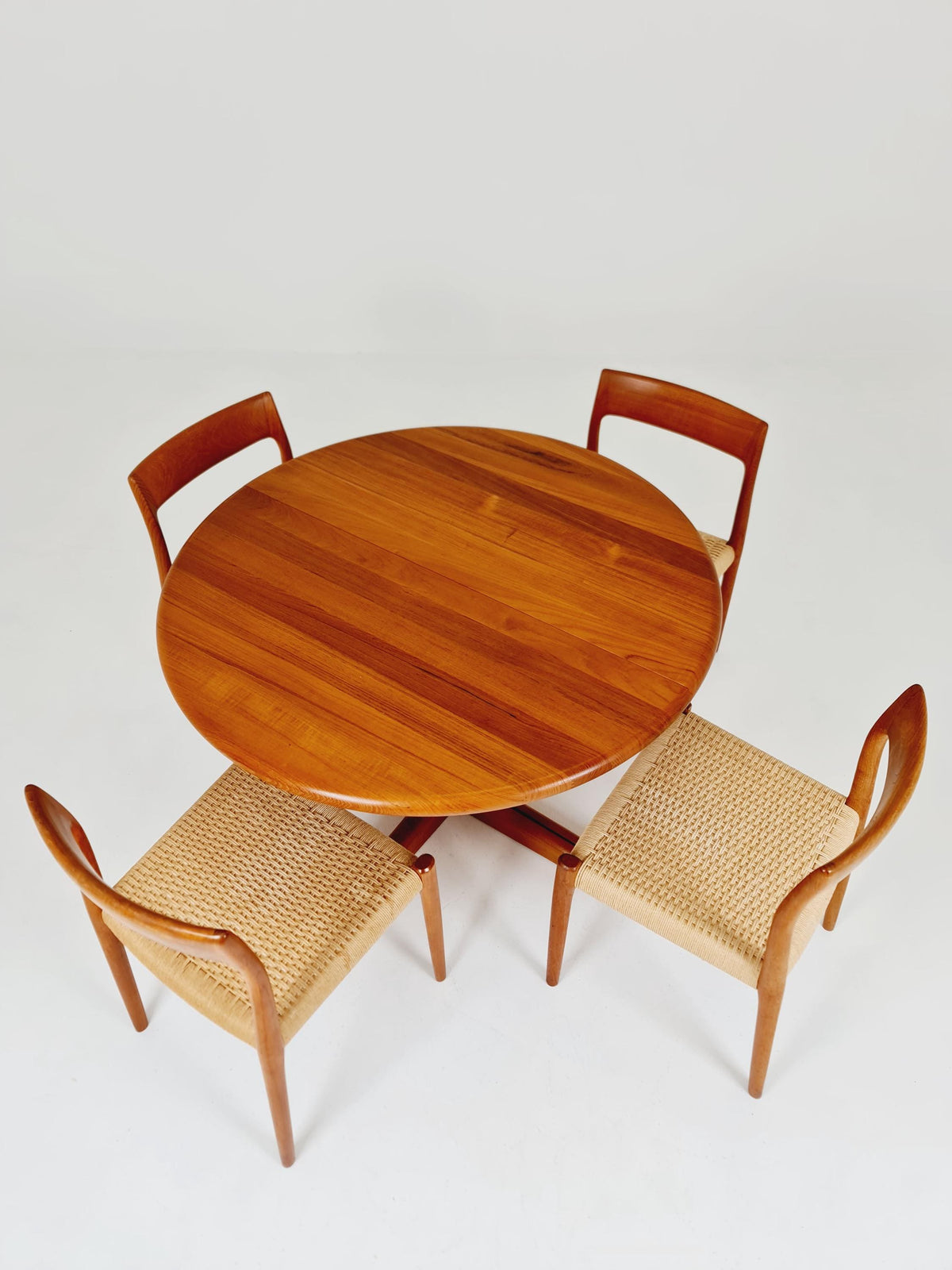 Mid Century Danish Teak and danish cord dining chairs by Niels O.Moller,model 77 , set of 4 ,1960s