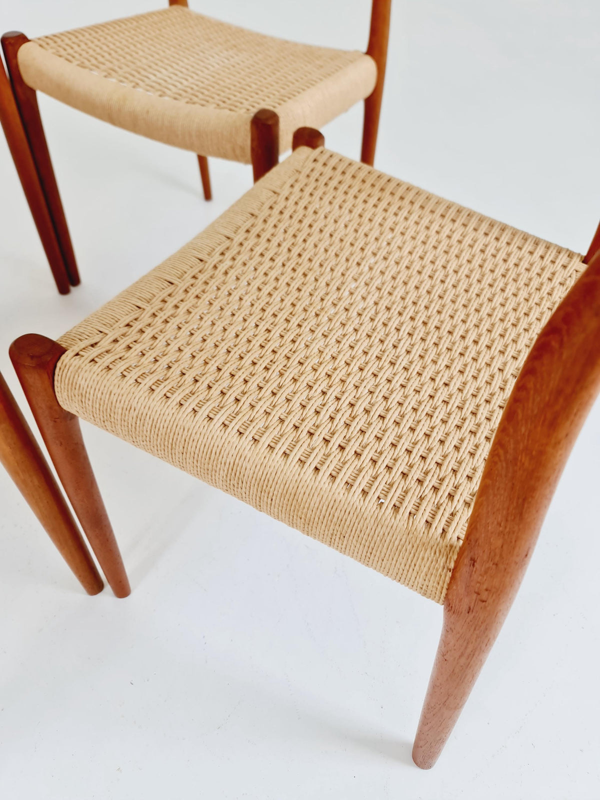Mid Century Danish Teak and danish cord dining chairs by Niels O.Moller,model 77 , set of 4 ,1960s