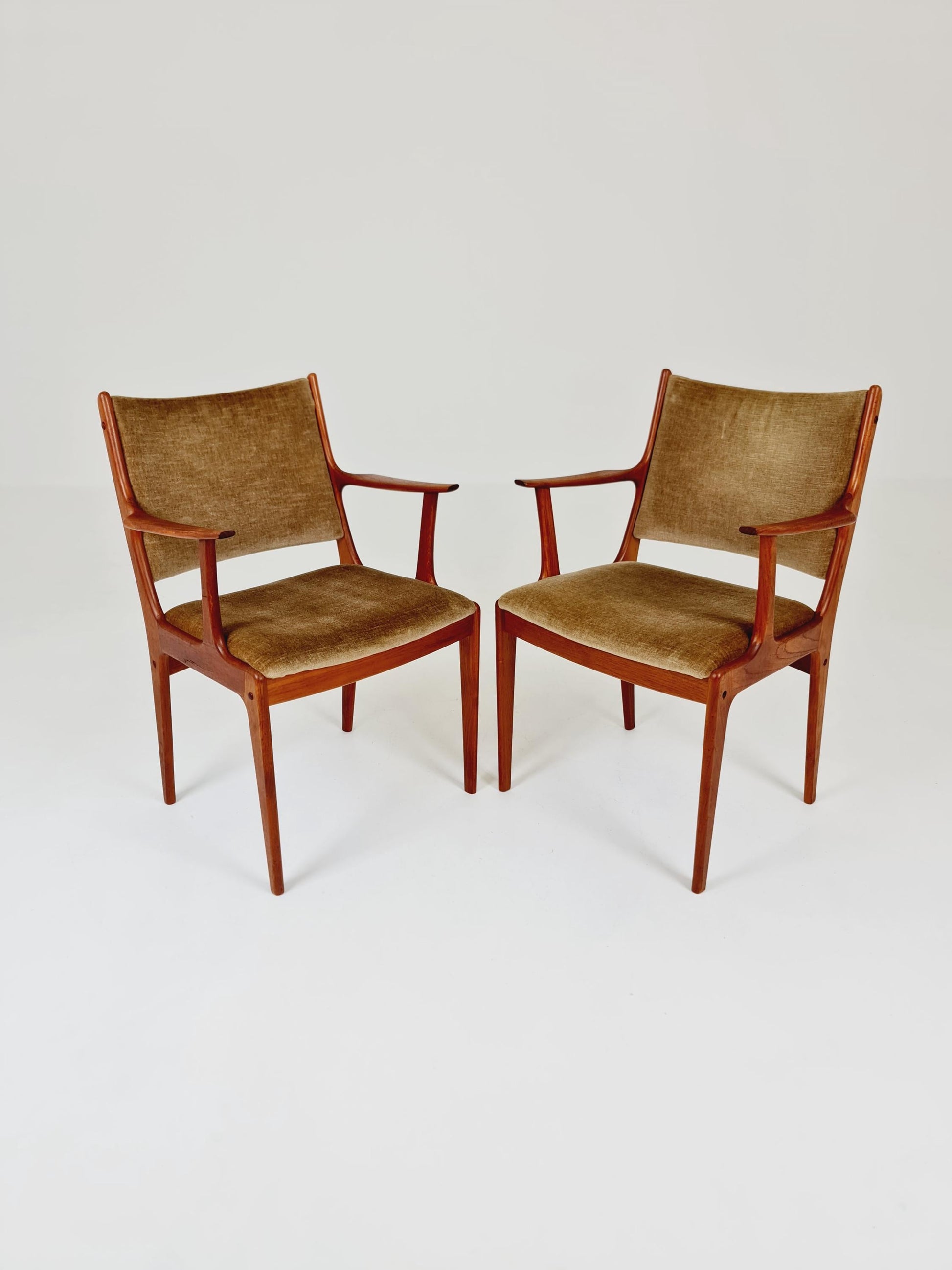 1 of 2 Mid-Century Modern Danish Armchair with Teak Frame and Gray Upholstery Design by Johannes Andersen for Uldum Møbelfabrik 1960s