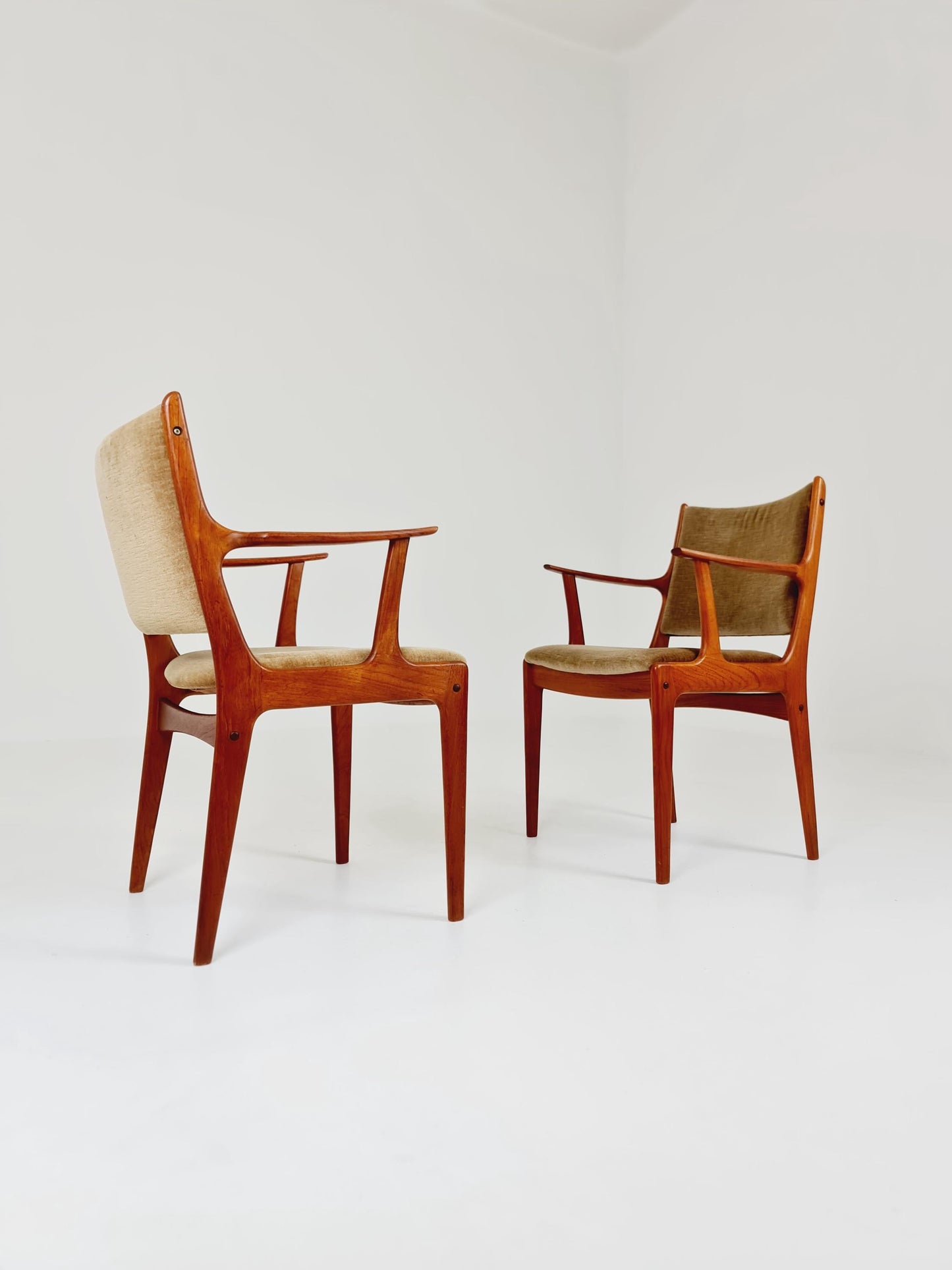 1 of 2 Mid-Century Modern Danish Armchair with Teak Frame and Gray Upholstery Design by Johannes Andersen for Uldum Møbelfabrik 1960s