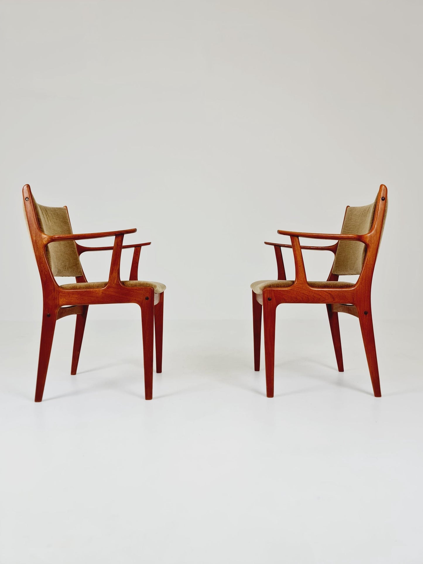 1 of 2 Mid-Century Modern Danish Armchair with Teak Frame and Gray Upholstery Design by Johannes Andersen for Uldum Møbelfabrik 1960s