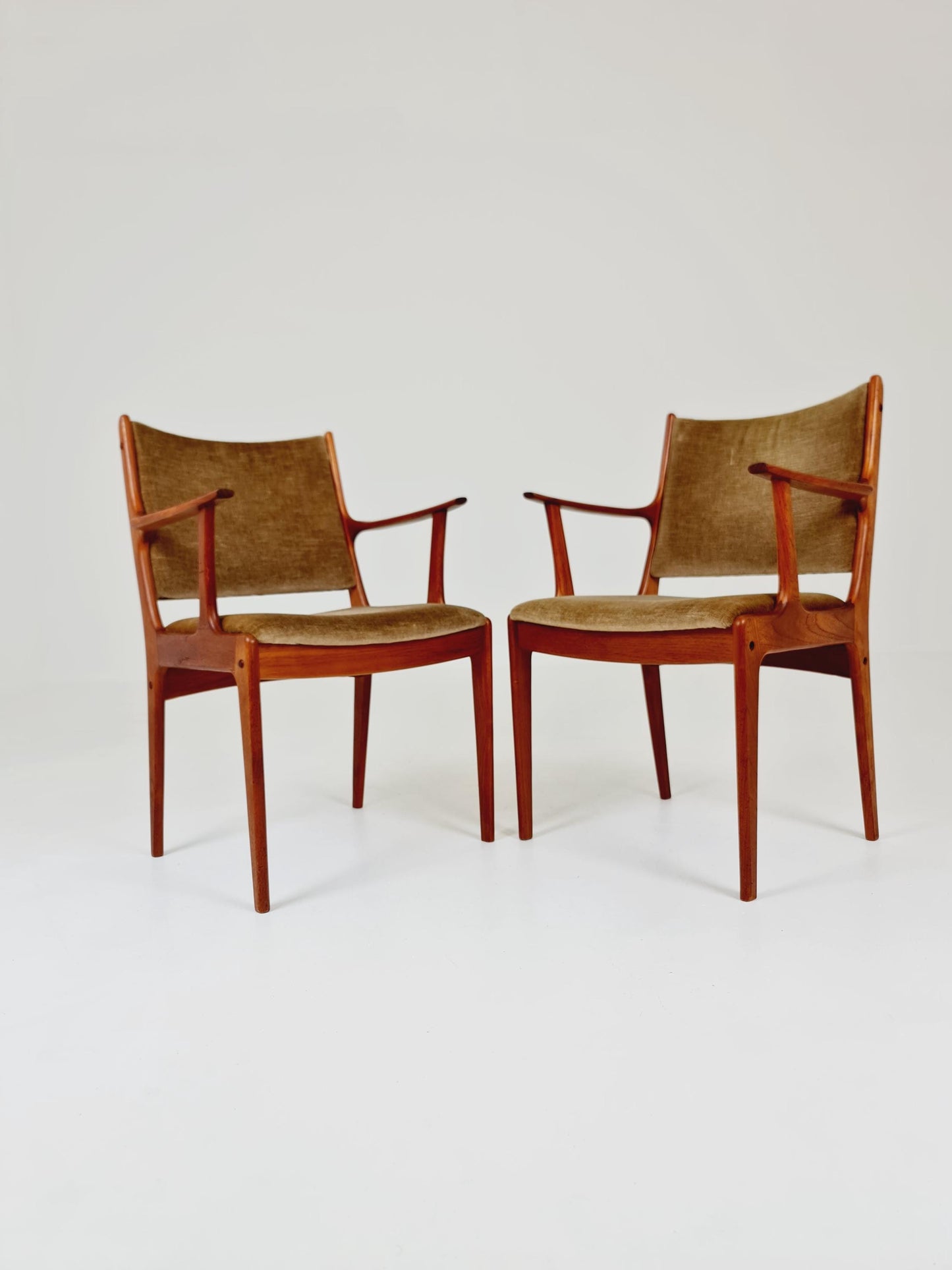 1 of 2 Mid-Century Modern Danish Armchair with Teak Frame and Gray Upholstery Design by Johannes Andersen for Uldum Møbelfabrik 1960s