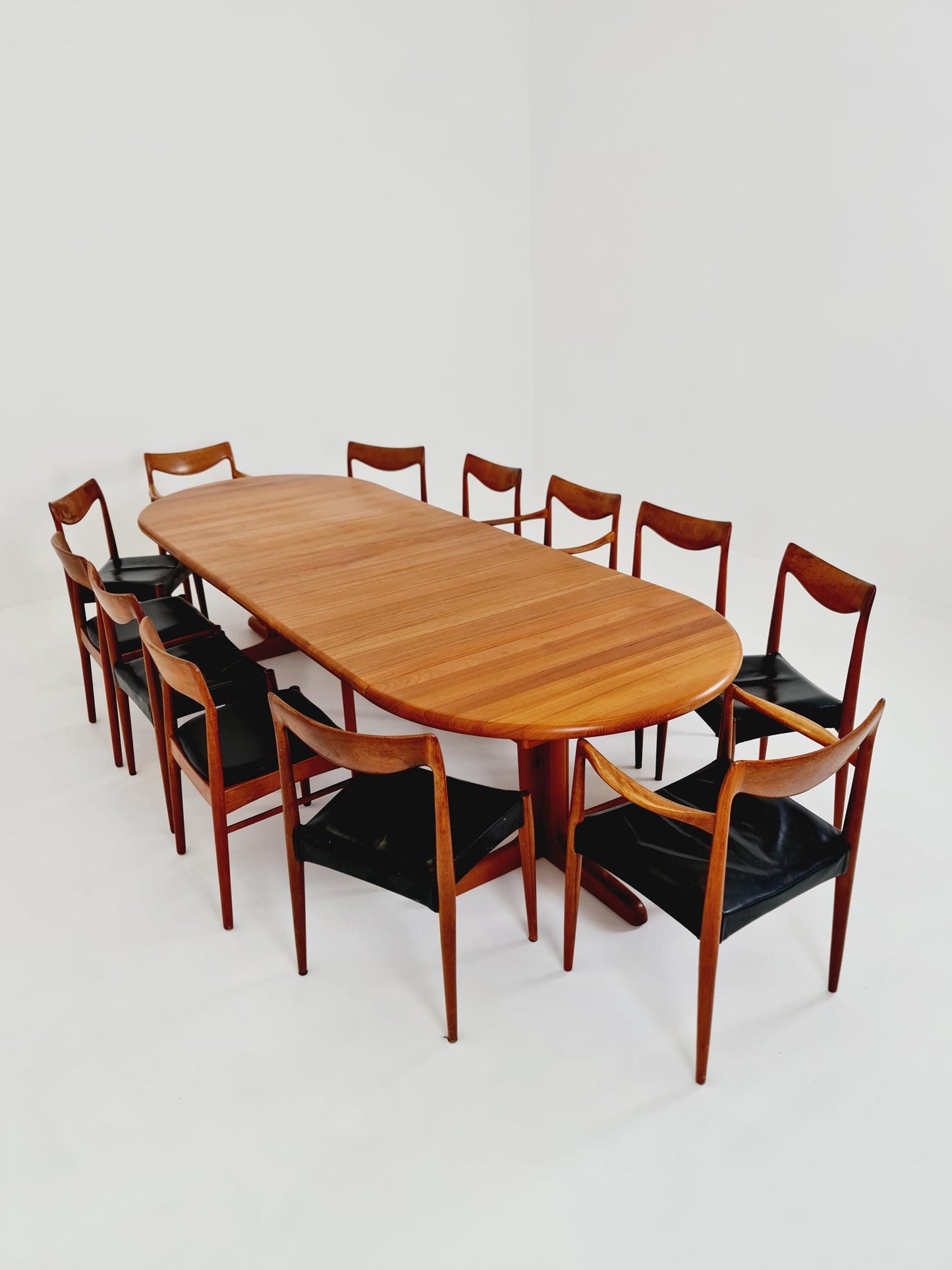 Mid century extendable Danish Modern Solid Teak XXL dining table by Langeskov MöbelFabrik , 1970s