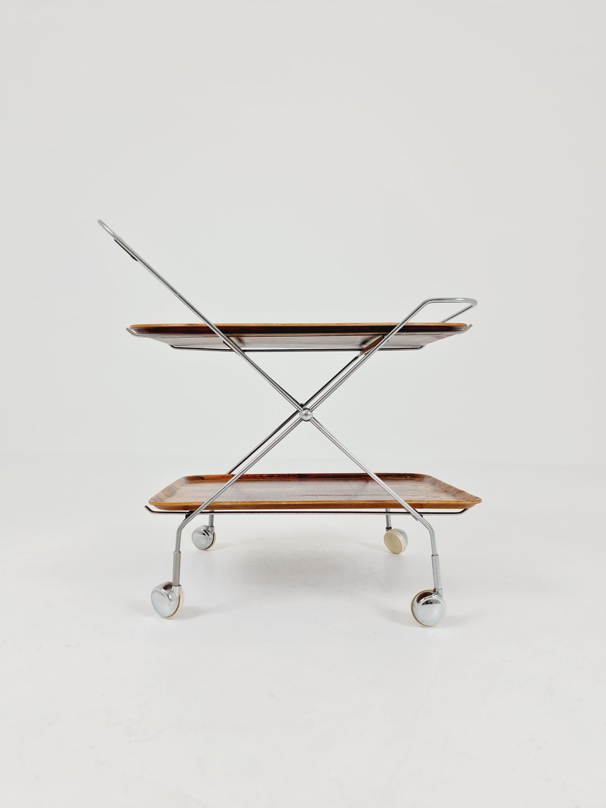 Vintage Danish mid century trolley bar cart in Rosewood & metal, 1960s